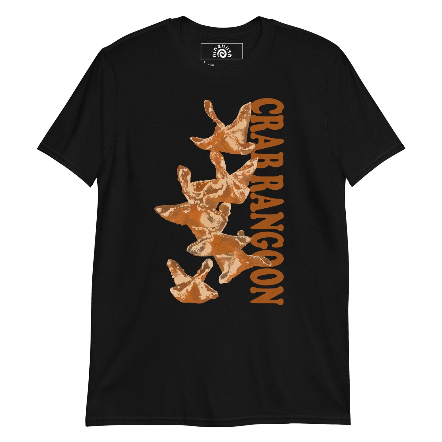 Black Crab Rangoon T-shirt from Nina's Funky Shop by ninanush - Do you love Crab Rangoon? Looking for a funny foodie gift? Our Crab Rangoon T-shirt is soft, comfortable and just what you need. It's a unisex crewneck t-shirt that comes in a variety of colors with a unique, hand drawn crab Rangoon design, expertly printed on the front. A funny foodie t-shirt for crab Rangoon enthusiasts and foodies of all kinds. 