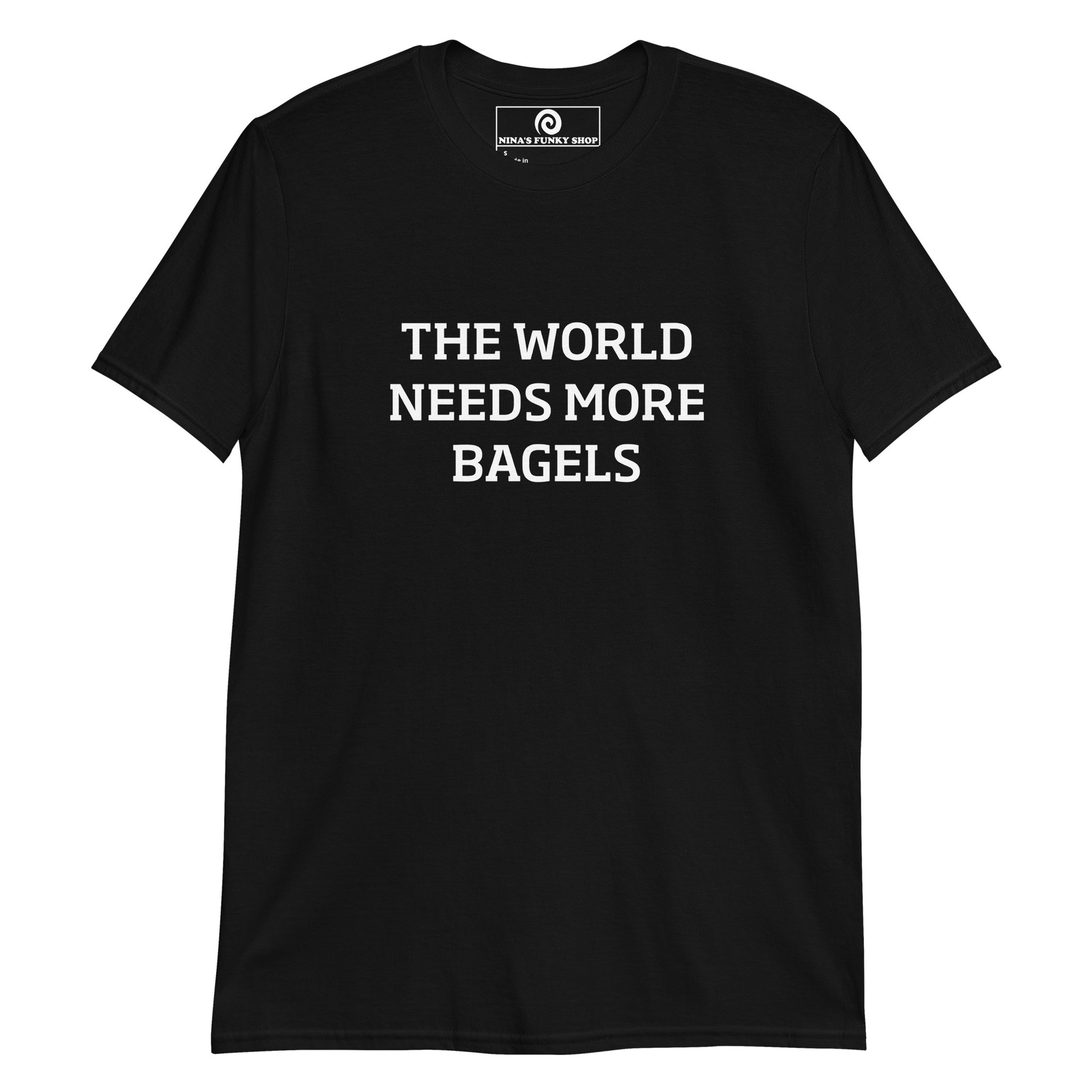 Black Funny Bagel T-shirt - Bagel addict? Looking for a funny gift for a bagel enthusiast? This bagel lover t-shirt is just what you need. It's soft and comfortable with a funny bagel design, expertly printed on the front. The perfect shirt for everyday bagel babes and foodies of all kinds. Designed by Nina and made just for you. Looking for something personalized? Shoot us an email! 