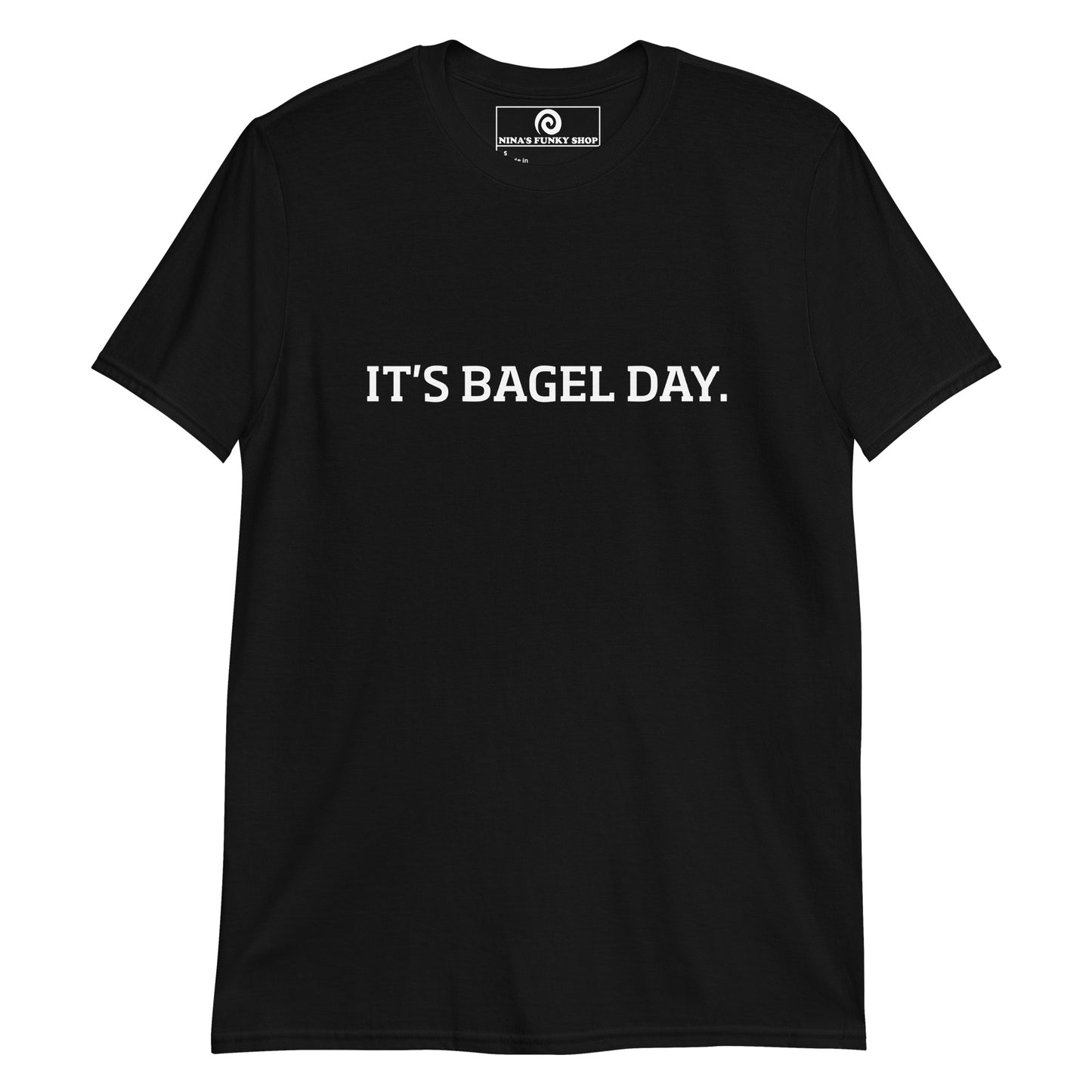 Black Bagel Day T-shirt - Everyday is bagel day! Love bagels? Looking for a funny gift for a bagel enthusiast? This bagel day t-shirt is just what you need. It's soft and comfortable with a simple bagel saying design, expertly printed on the front. The perfect funny foodie shirt for bagel lovers. Designed by Nina and made just for you.  