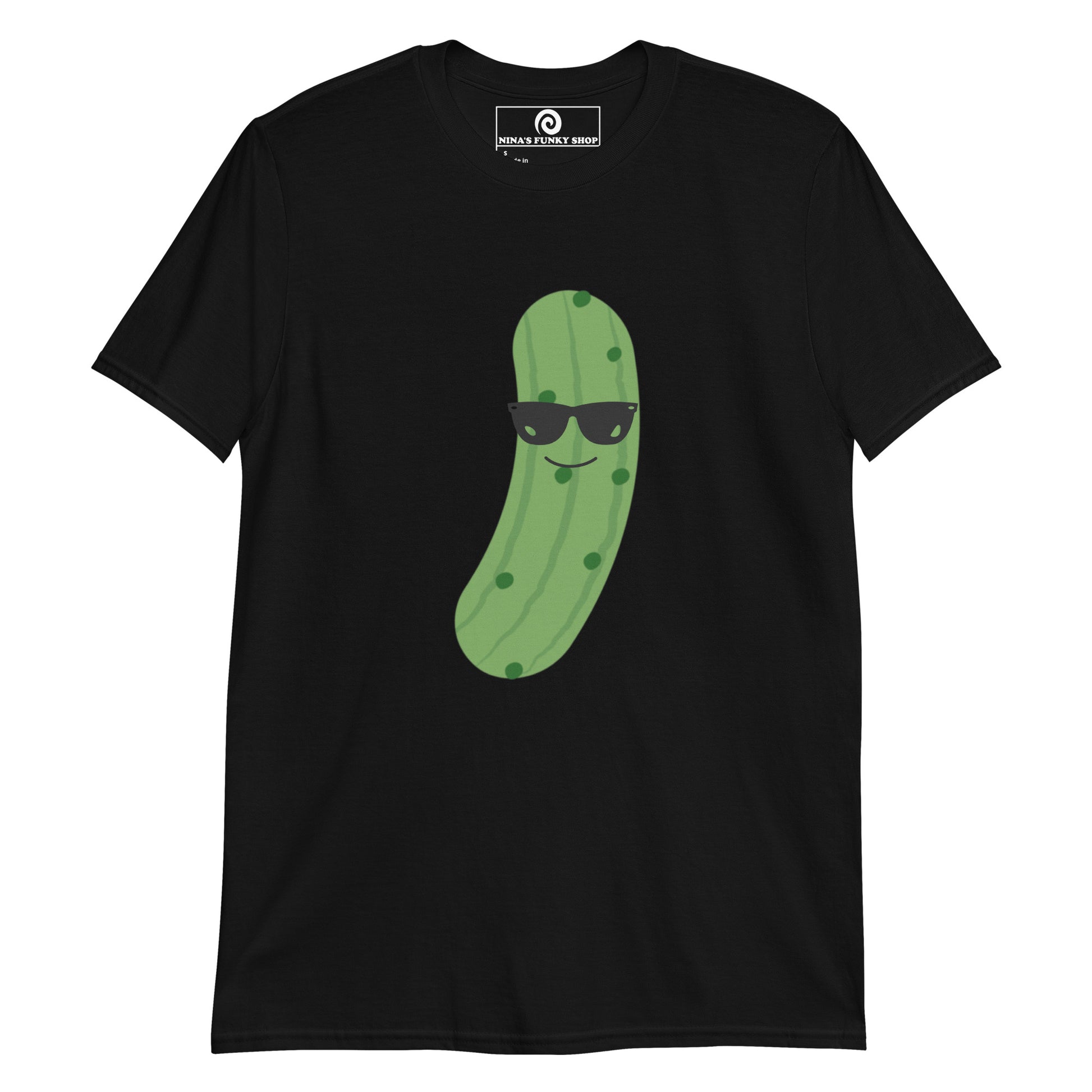 Black Funny Pickle T-shirt - Our Cool Pickle T-shirt is soft, comfortable and comes in a variety of colors with a funny pickle design, expertly printed on the front. The perfect graphic tee for pickle lovers and foodies of all kinds. Stand out in our sarcastic graphic tees and funny foodie apparel. Designed by Nina and made just for you!