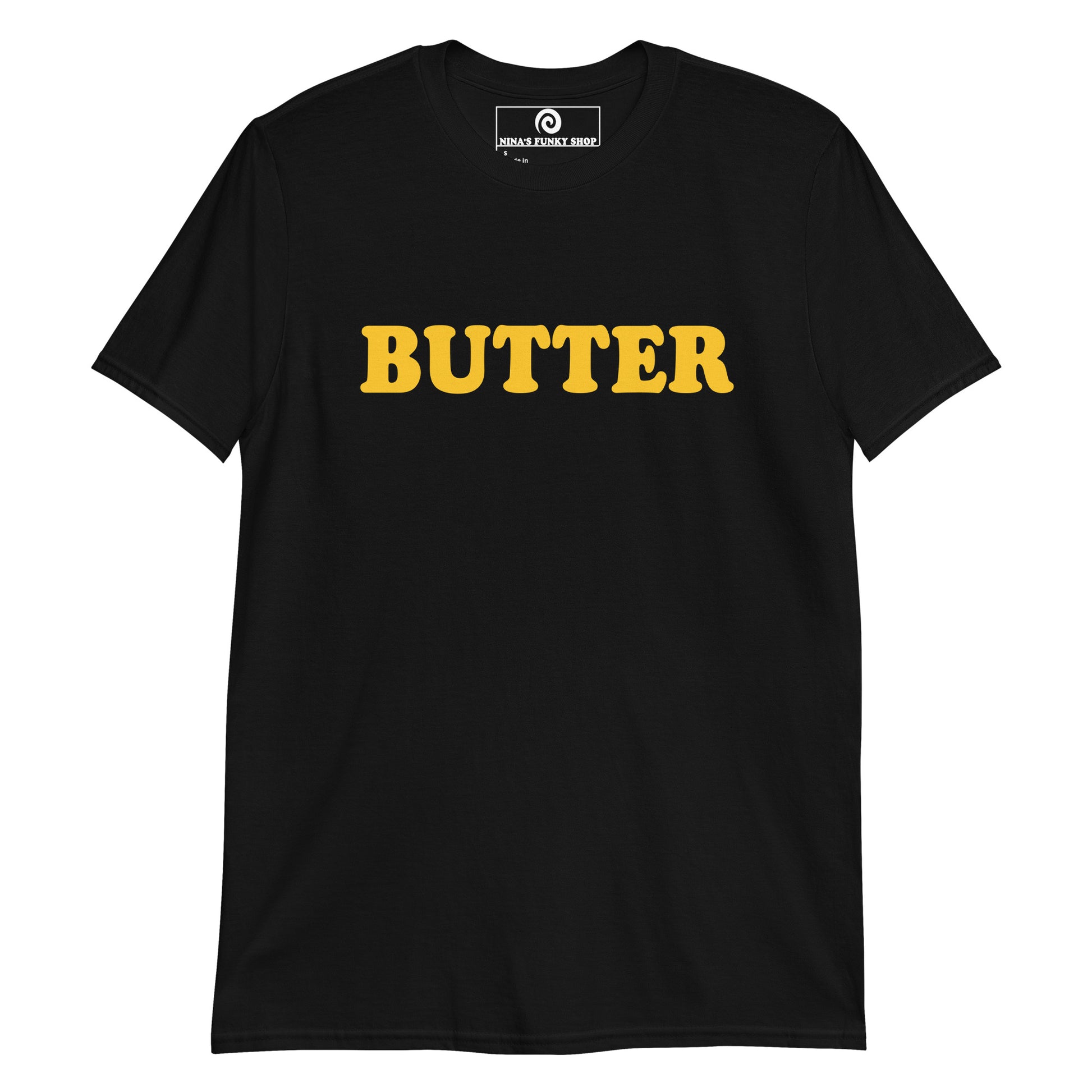 Black Butter Shirt - Are you a butter enthusiast? Looking for a gift for a butter lover? This butter t-shirt is just what you need for everyday streetwear. It's a classic cotton shirt with a funny food design, expertly printed on the front. Eat your favorite foods and let your t-shirt do the talking. Looking for something personalized? Shoot us an email!