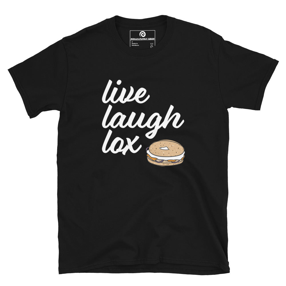 Black Bagel T-Shirt - Live laugh lox in this funny foodie t-shirt for bagel enthusiasts. Celebrate your favorite foods in this sarcastic t-shirt.