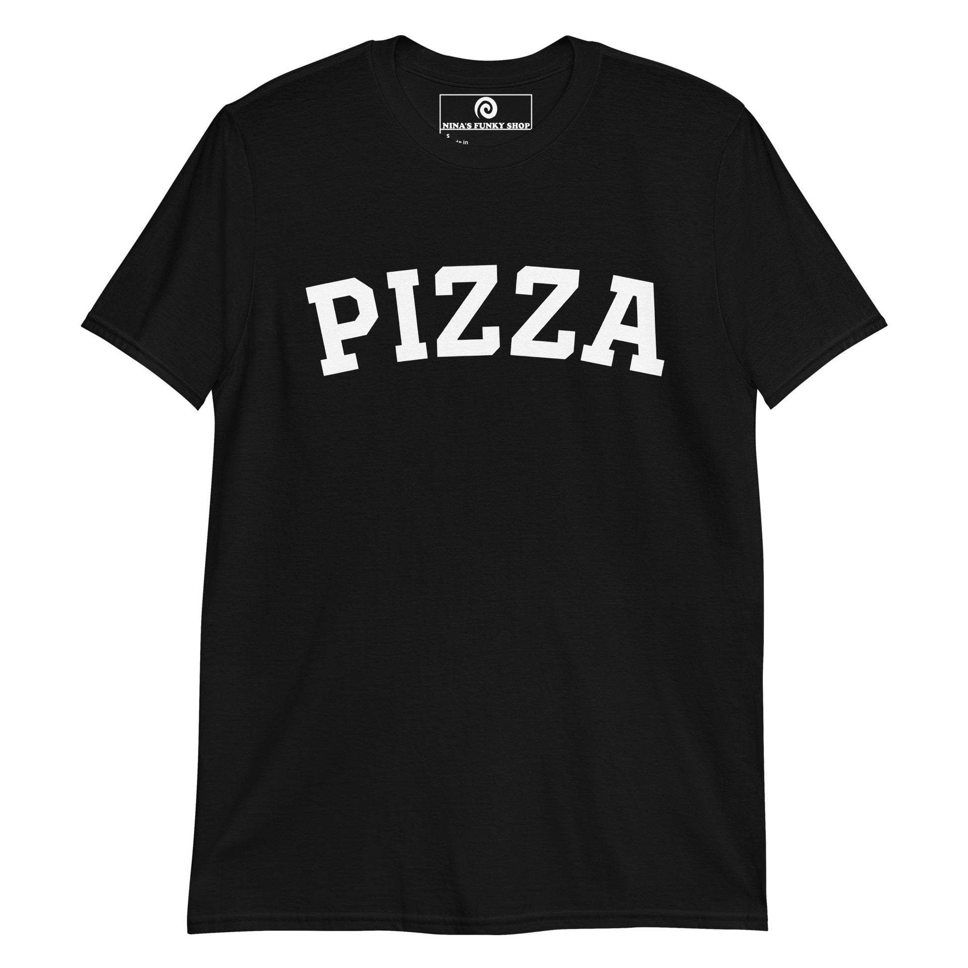 Black Pizza T-shirt - Our Pizza T-Shirt is soft, comfortable, and made just for you. It's a classic varsity style t-shirt with a funny design. Looking for something personalized? Shoot us an email!