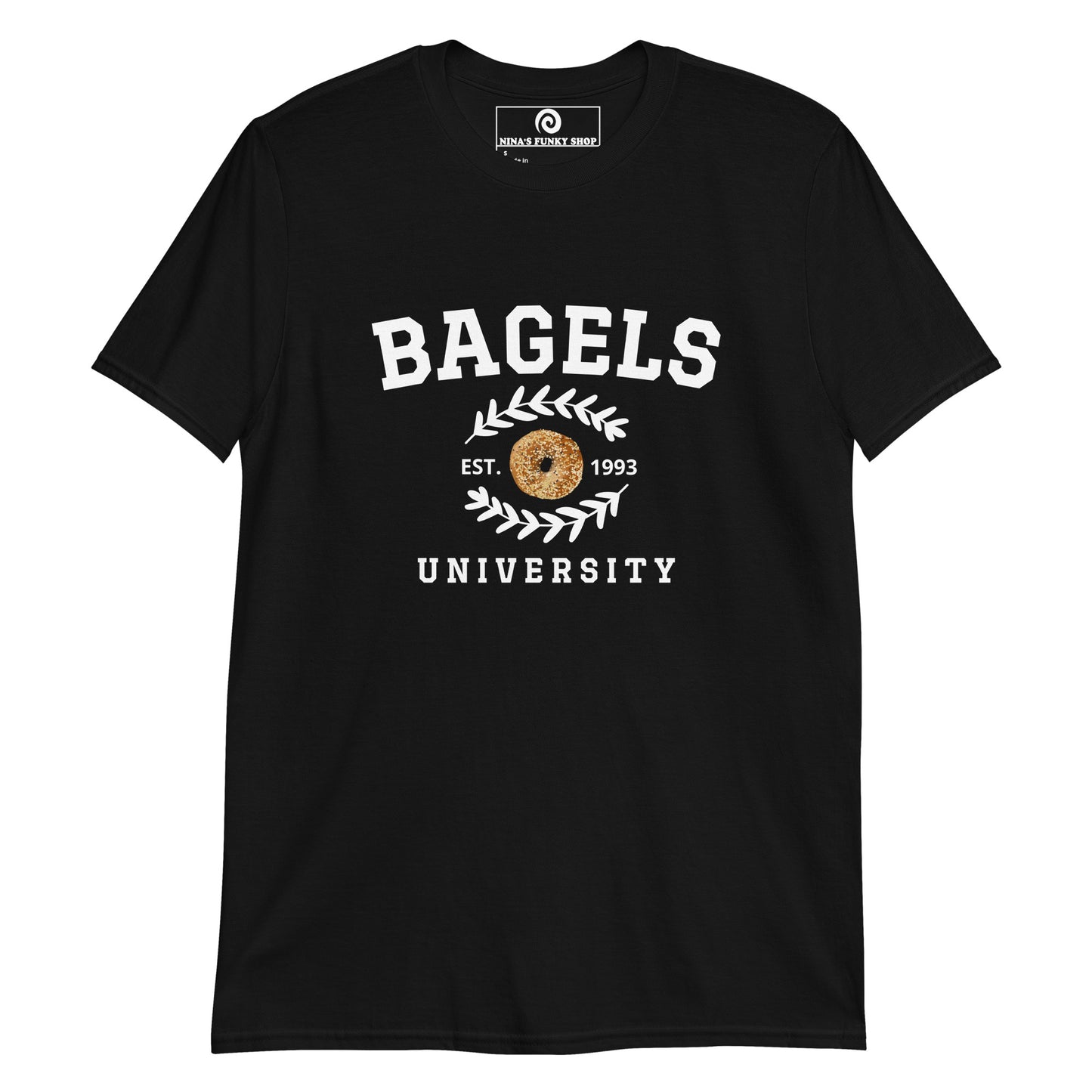 Black Bagel University T-Shirt - Are you a bagel enthusiast? Looking for a gift for a bagel lover? Our Bagel University T-Shirt is soft, comfortable and just what you need. It's a funny bagel t-shirt that's perfect for bagel lovers and foodies of all kinds.