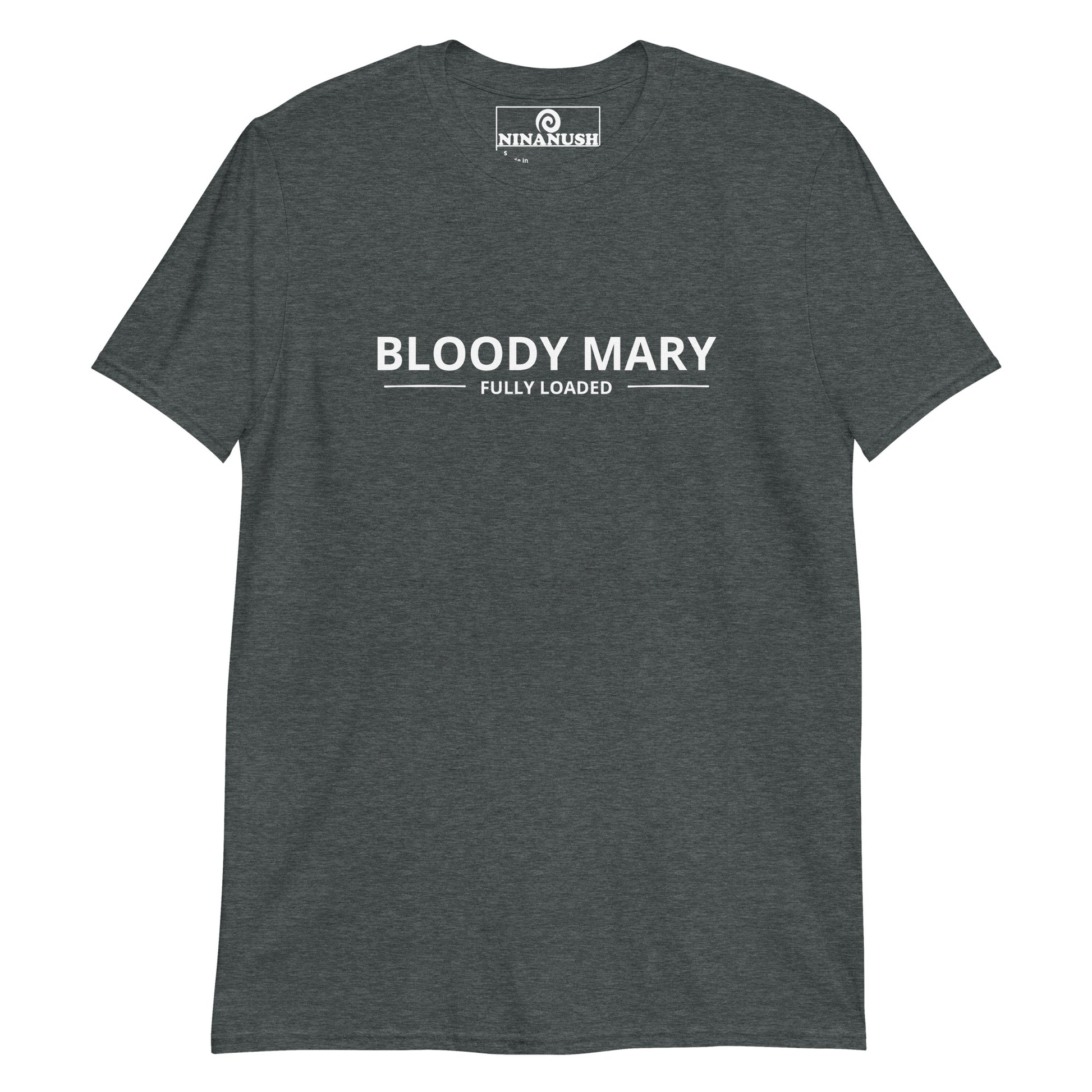 Dark gray bloody Mary shirt - This bloody Mary graphic tee is unique, and made just for you. It's a funny foodie tee that's perfect for everyday streetwear or a funny gift for bloody Mary lovers. Make a statement and wear it as you drink your favorite bloody Mary at brunch. It's an eye-catching shirt for cocktail lovers and Bloody Mary enthusiasts.