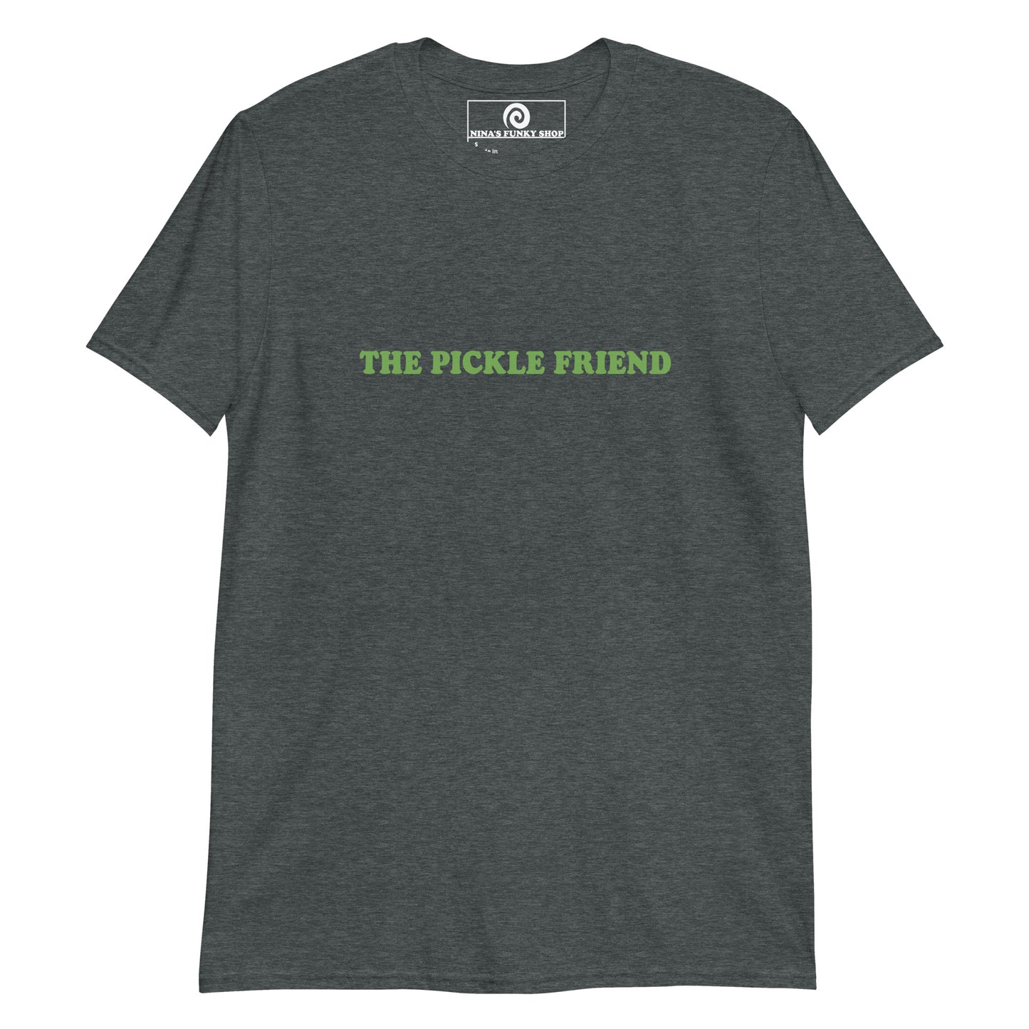 Dark Gray Pickle Friend T-shirt - Love pickles? Looking for a funny gift for the pickle friend? Our Pickle Friend T-shirt is just what you need. It's a soft and comfortable shirt with "The Pickle Friend", expertly printed on the front. Make a statement and get those extra pickles! It's the tee for pickle enthusiasts and a quirky tee for everyday.