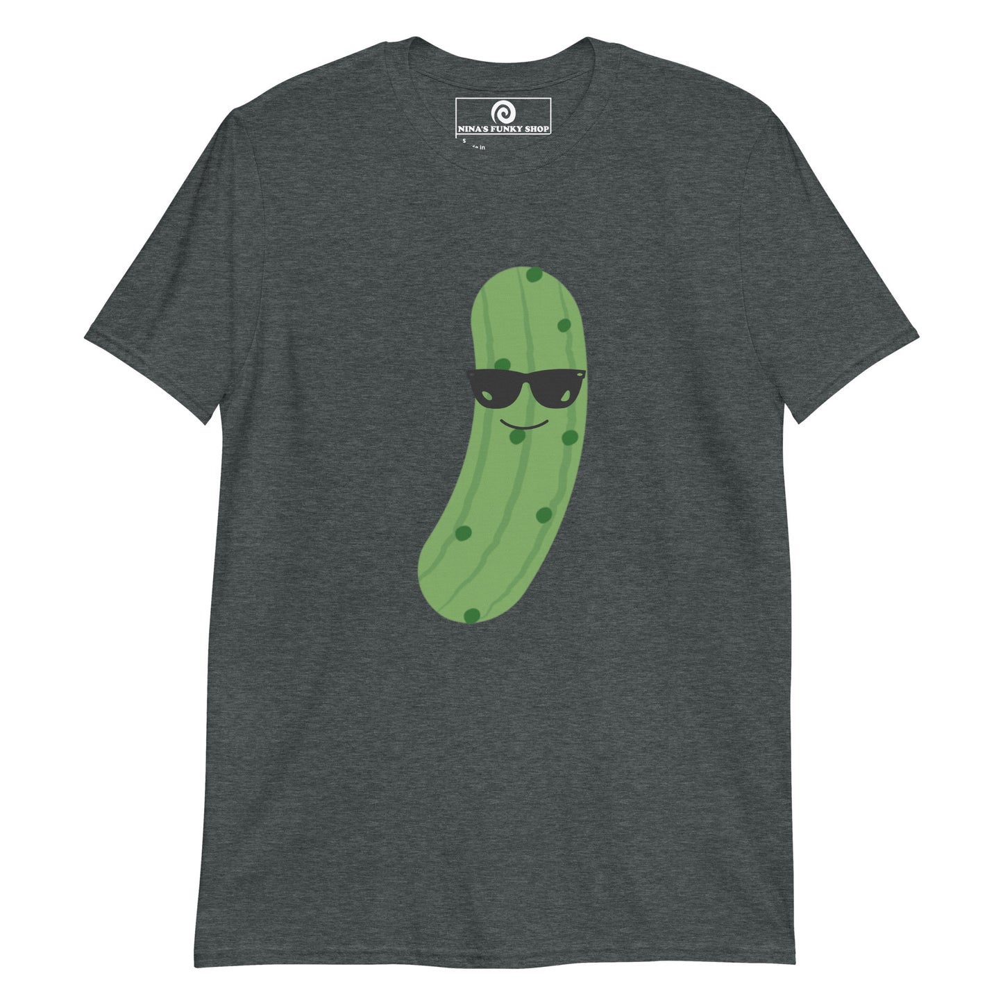 Dark Gray Funny Pickle T-shirt - Our Cool Pickle T-shirt is soft, comfortable and comes in a variety of colors with a funny pickle design, expertly printed on the front. The perfect graphic tee for pickle lovers and foodies of all kinds. Stand out in our sarcastic graphic tees and funny foodie apparel. Designed by Nina and made just for you!