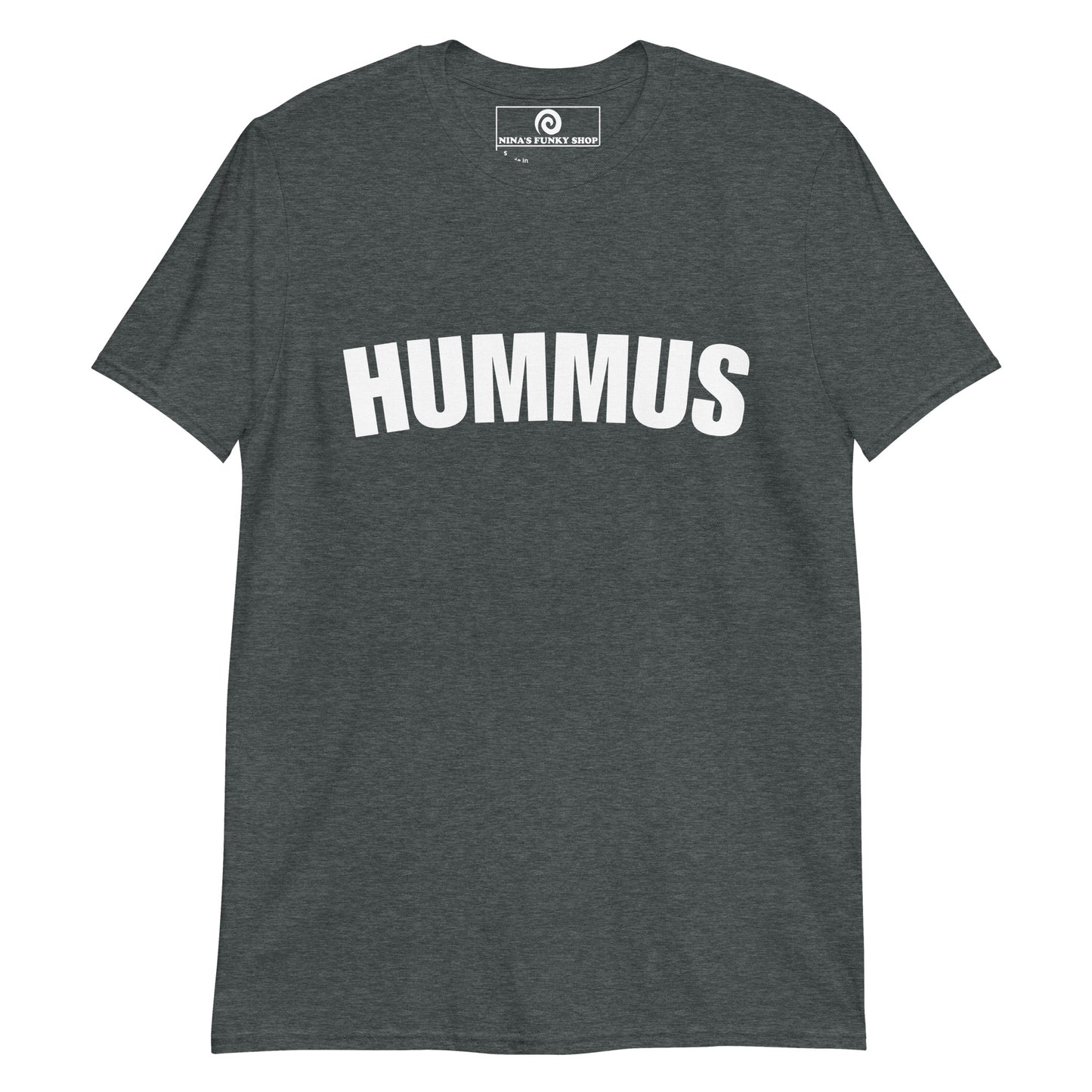 Dark Gray Hummus T-Shirt - Love Hummus? This Hummus T-Shirt is soft, comfortable and perfect for everyday streetwear. It's a classic cotton T-Shirt with a funny food design for hummus enthusiasts and foodies of all kinds. Stand out in our sarcastic graphic tees and funny foodie apparel. Designed by Nina and made just for you! 