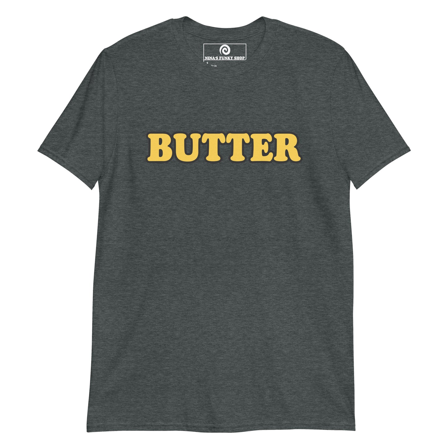 Dark Gray Butter Shirt - Are you a butter enthusiast? Looking for a gift for a butter lover? This butter t-shirt is just what you need for everyday streetwear. It's a classic cotton shirt with a funny food design, expertly printed on the front. Eat your favorite foods and let your t-shirt do the talking. Looking for something personalized? Shoot us an email! 