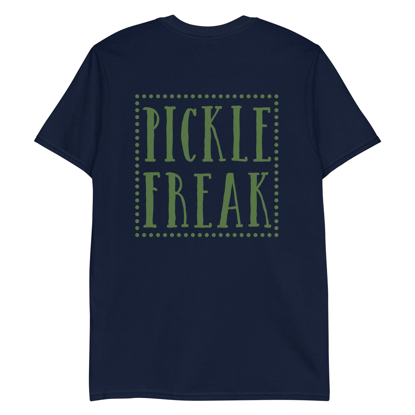 Navy Pickle Shirt - Are you a pickle freak? Looking for a gift for a pickle enthusiast? Our Pickle Freak T-Shirt is soft and comfortable with a unique pickle design, expertly printed on the front. Eat pickles and make a statement in this pickle t-shirt for pickle lovers and beyond.