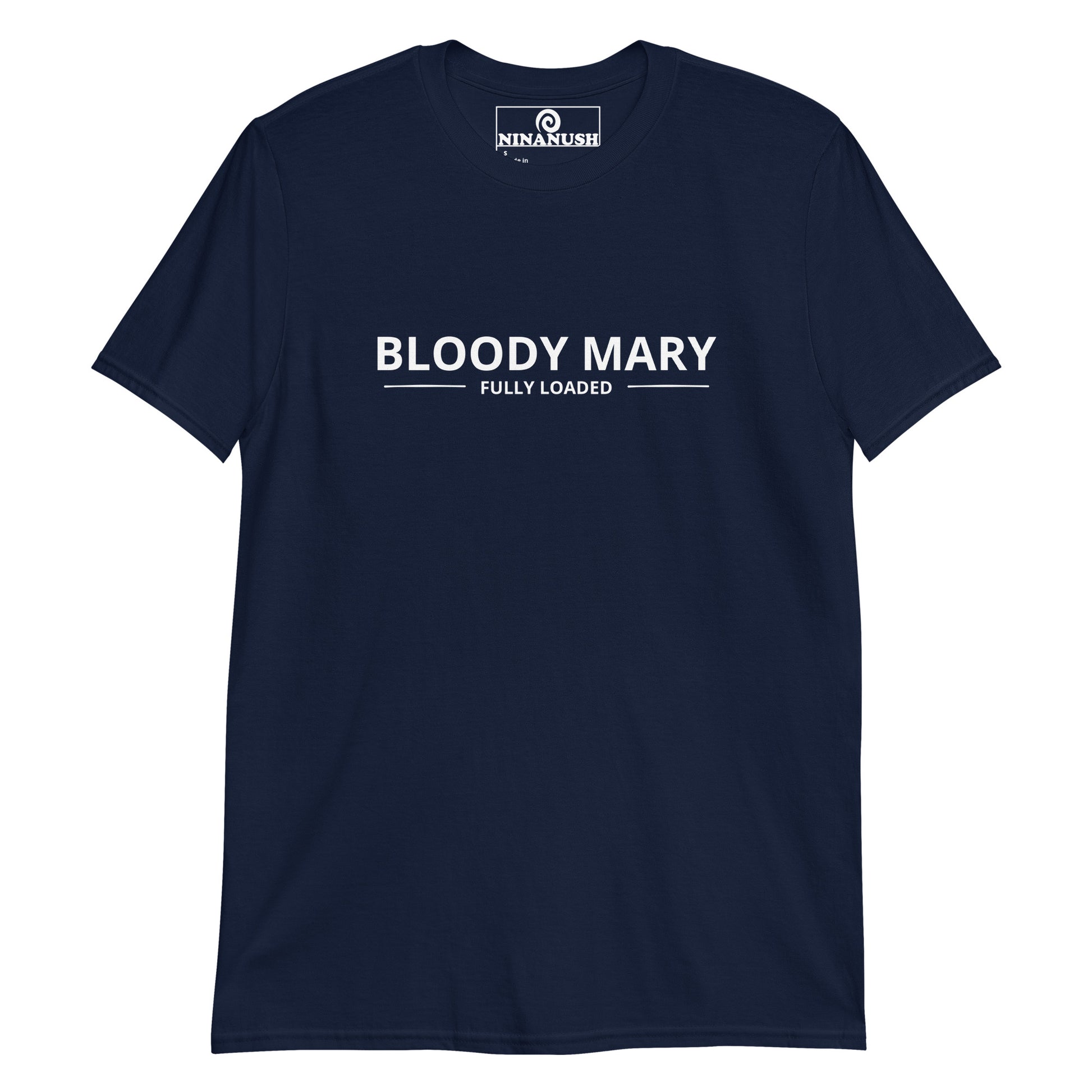 Navy blue bloody Mary shirt - This bloody Mary graphic tee is unique, and made just for you. It's a funny foodie tee that's perfect for everyday streetwear or a funny gift for bloody Mary lovers. Make a statement and wear it as you drink your favorite bloody Mary at brunch. It's an eye-catching shirt for cocktail lovers and Bloody Mary enthusiasts.