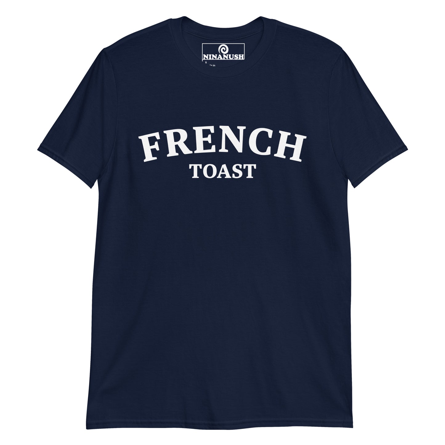 Navy blue French toast shirt - This French toast shirt for breakfast lovers is a classic cotton tee made just for you. It's a unisex college-style shirt for foodies that is sure to stand out and make a statement. Eat French toast in this everyday unique food t-shirt or give it as a funny gift for a fellow food enthusiast or French toast aficionado.