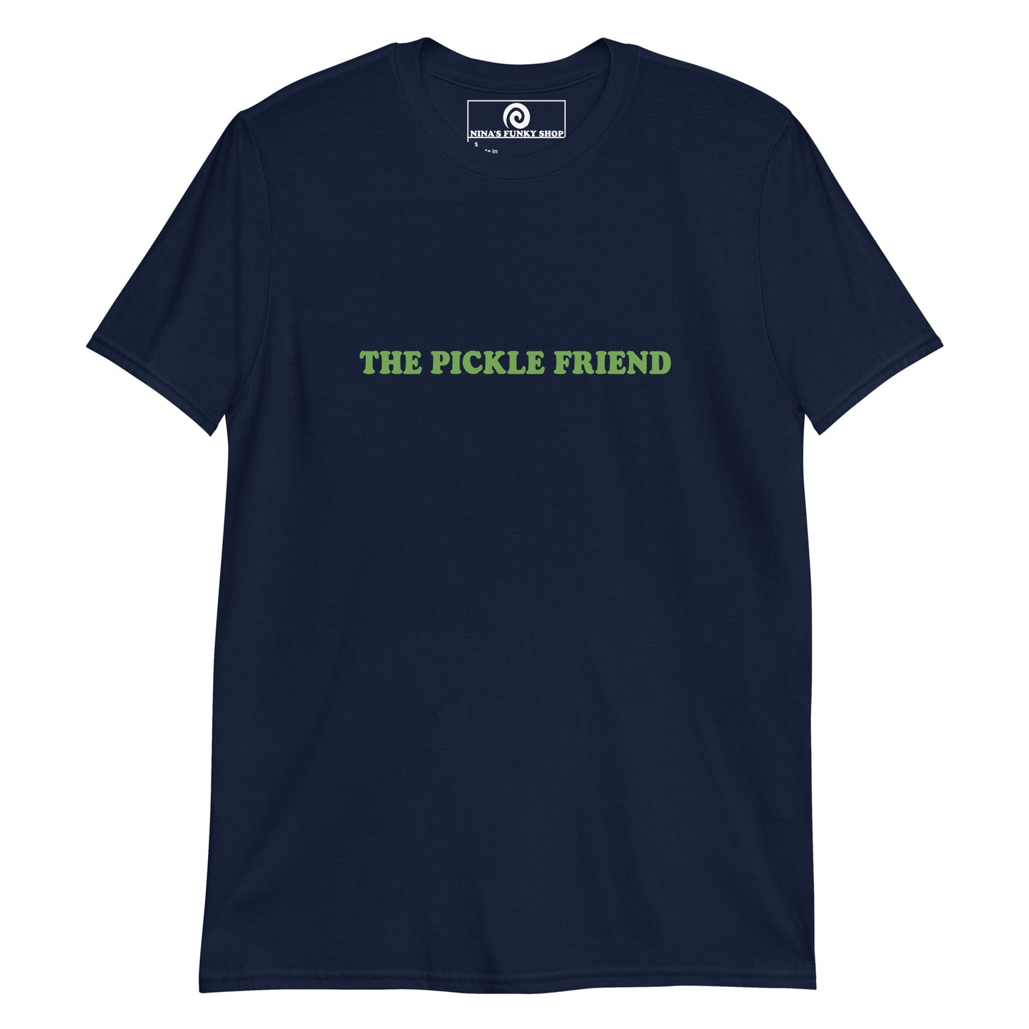 Navy Pickle Friend T-shirt - Love pickles? Looking for a funny gift for the pickle friend? Our Pickle Friend T-shirt is just what you need. It's a soft and comfortable shirt with "The Pickle Friend", expertly printed on the front. Make a statement and get those extra pickles! It's the tee for pickle enthusiasts and a quirky tee for everyday.