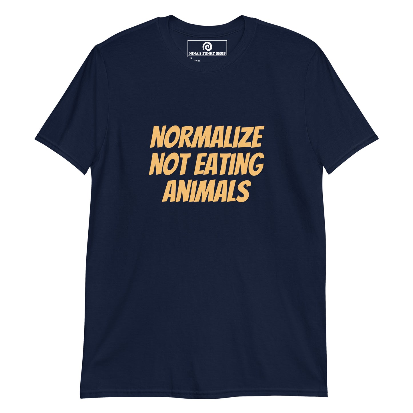 Navy Our Normalize Not Eating Animals Shirt is comfortable and makes a statement. A classic cotton tee for everyday streetwear or a shirt to upset people at the next family BBQ.