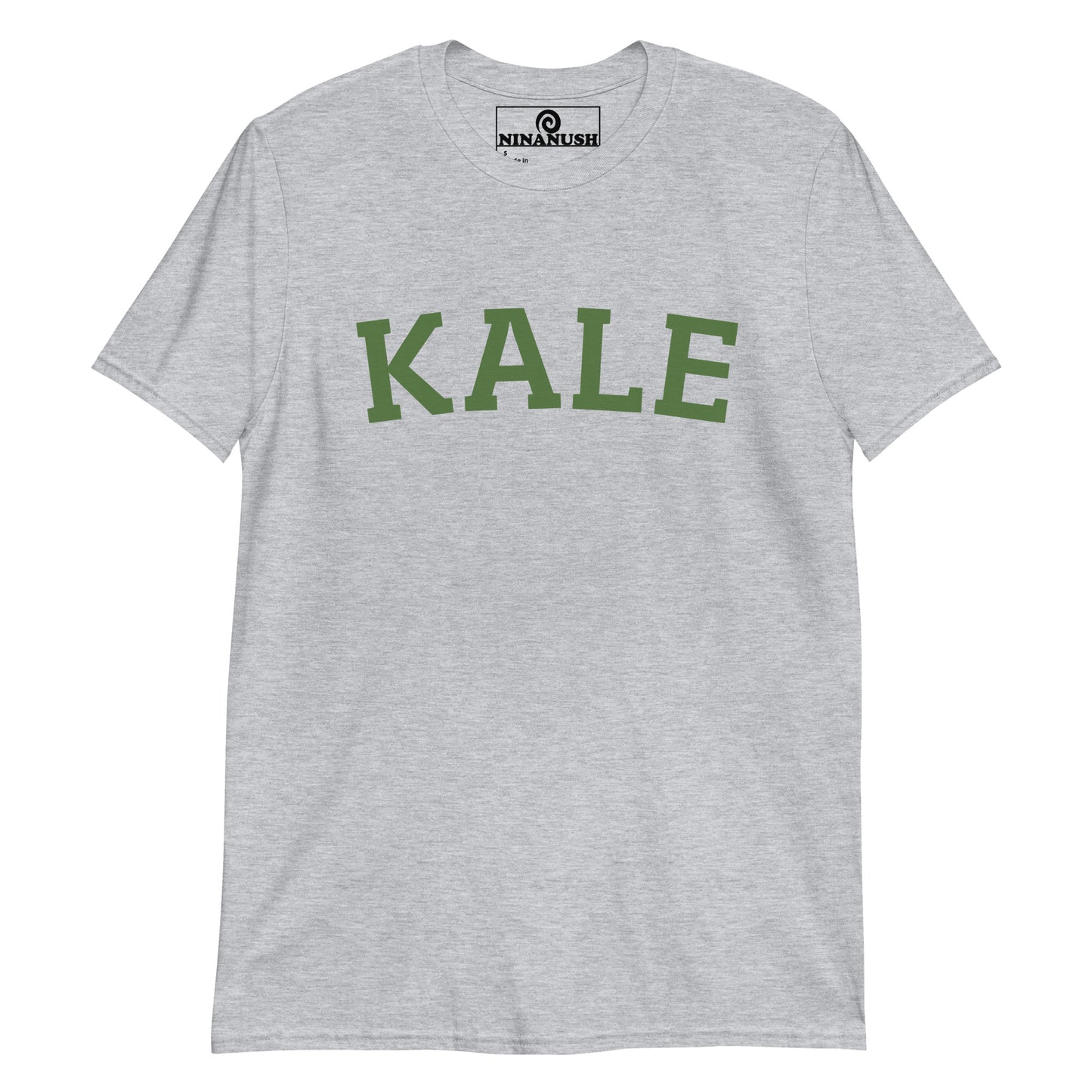 Light gray kale t-shirt from Nina's Funky Shop by ninanush - The ultimate t-shirt for kale lovers, plant based babes and foodies of all kinds. It's a soft and comfortable, college style kale t-shirt that's made just for you. Make a bold statement with this funny food shirt or give it as a gift to your favorite kale enthusiast. A unique vegan tee, for kale aficionados and beyond.