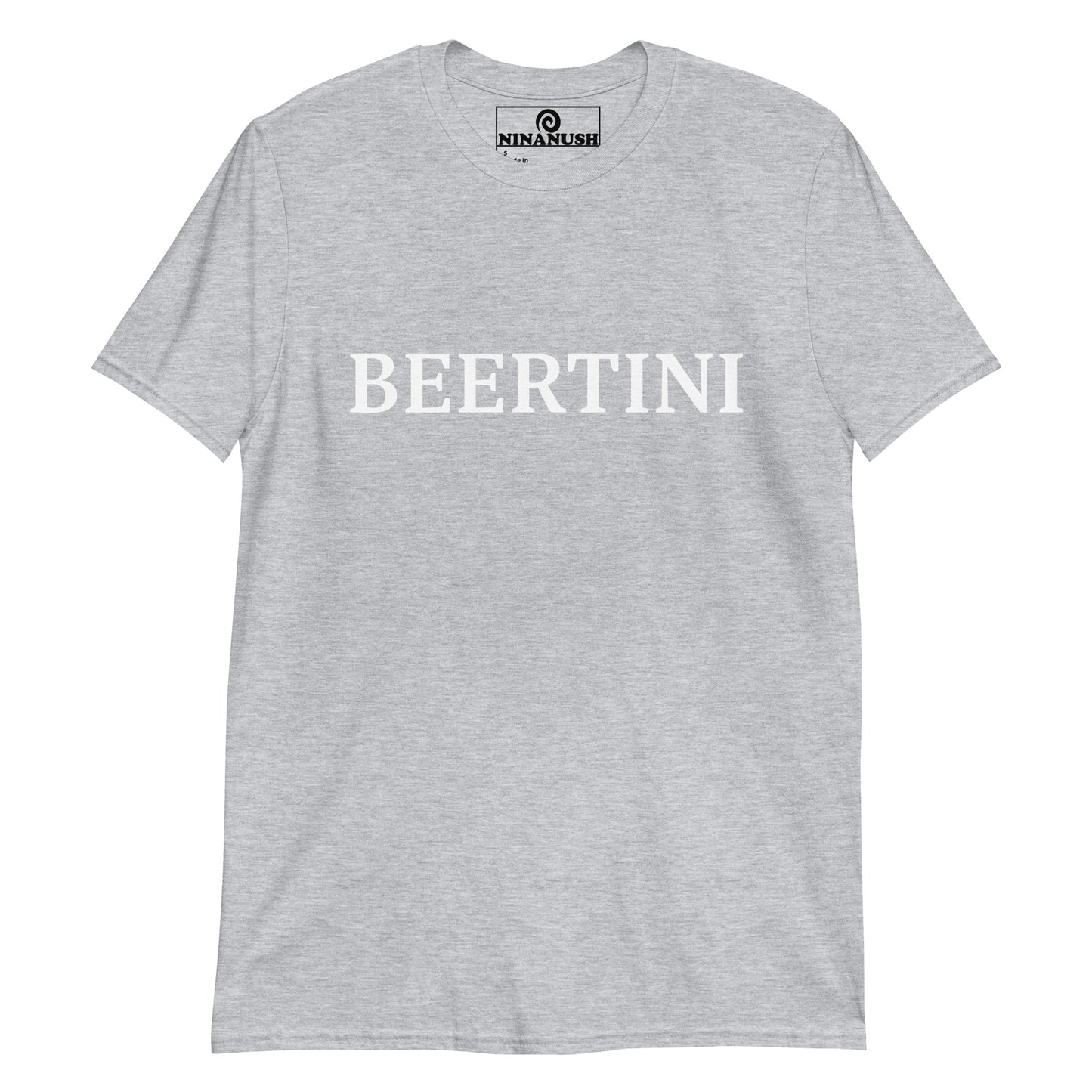 Light Gray Beertini T-shirt from Nina's Funky Shop by ninanush - Big fan of beertinis? Looking for a fun Midwestern gift? Our Beertini Shirt is just what you need! It's a unisex, crew neck T-shirt that's soft and comfortable with "Beertini", expertly printed on the front. Drink your beertini and eat your olives in this funny Midwestern cocktail shirt. Designed by Nina.