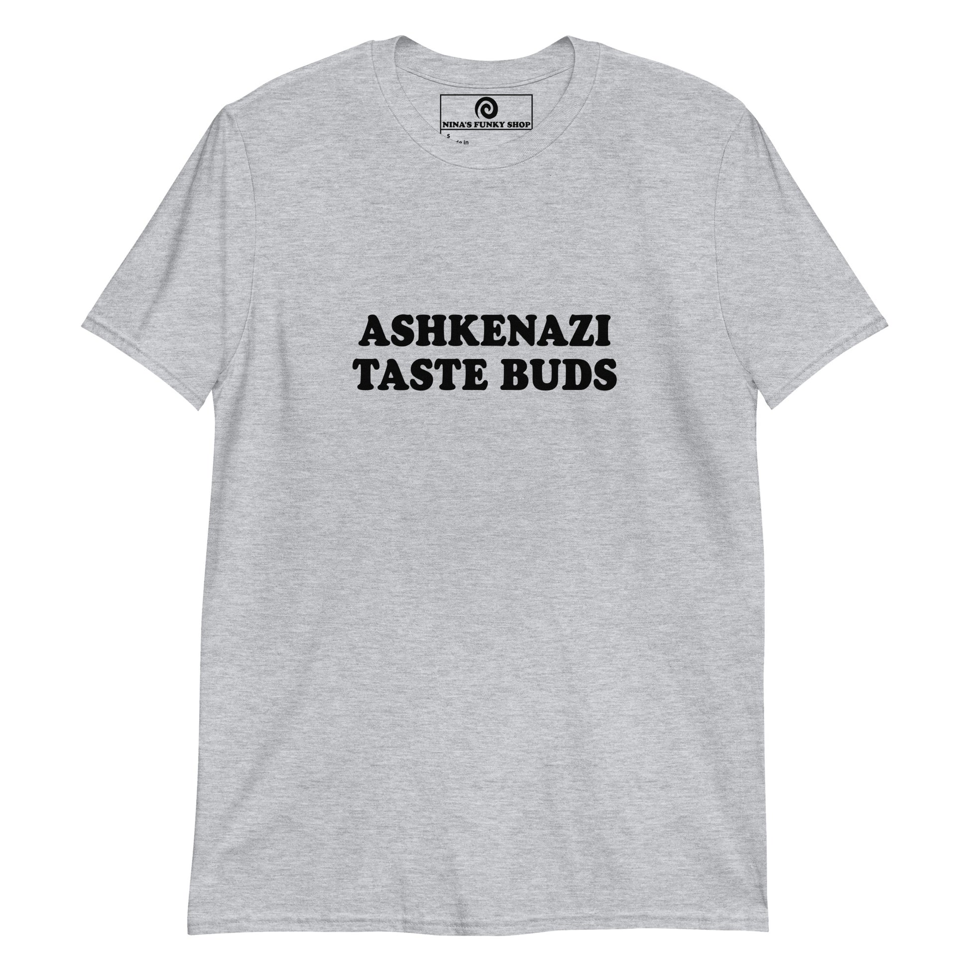 Light Gray Ashkenazi T-shirt - Can't handle a little spicy? Looking for a gift for your favorite Ashki friend? This Customizable Ashkenazi Taste Buds T-shirt is just what you need! It's soft and comfortable with a funny Ashkenazi T-shirt design, expertly printed on the front. Celebrate your favorite foods in our funky foodie clothing.