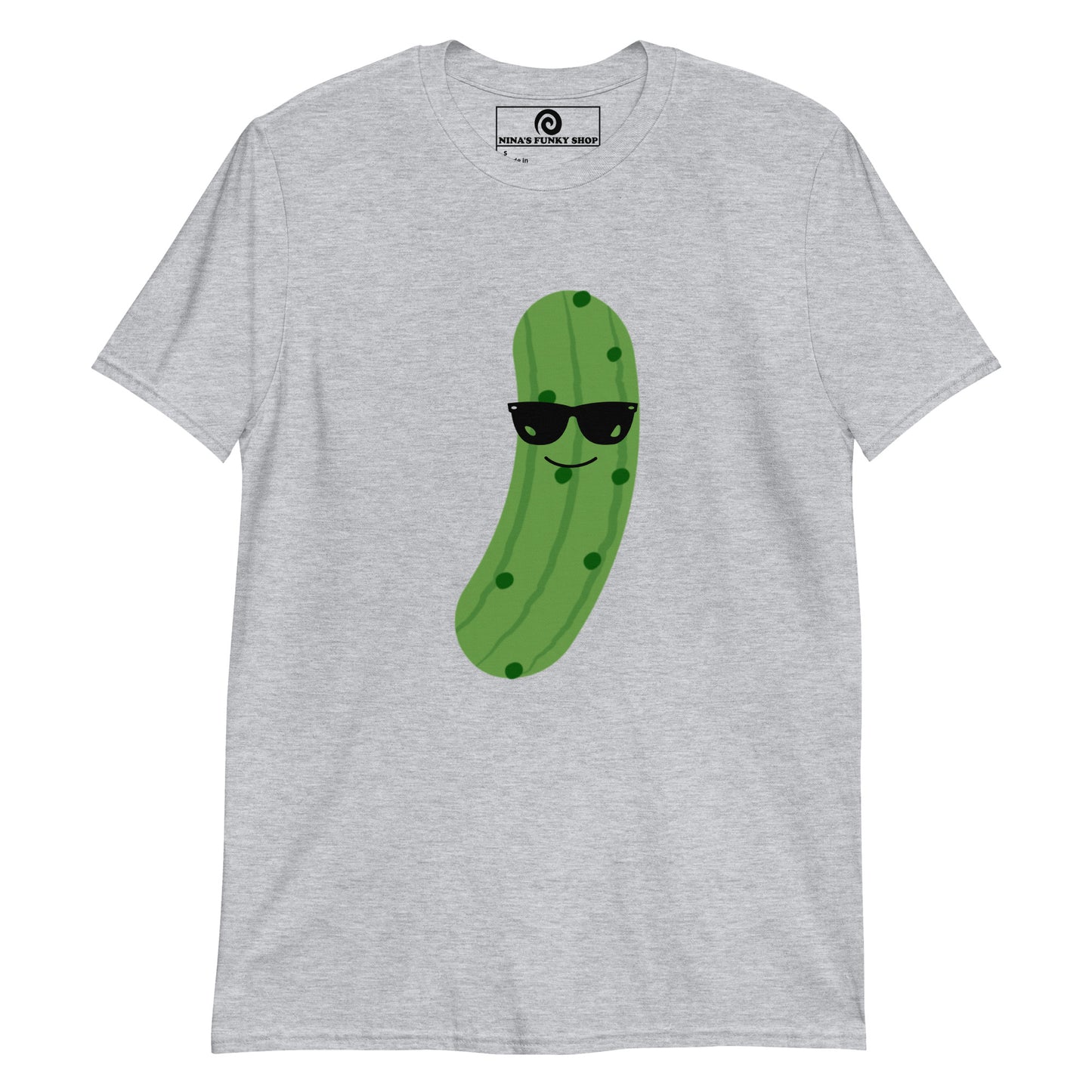 Gray Funny Pickle T-shirt - Our Cool Pickle T-shirt is soft, comfortable and comes in a variety of colors with a funny pickle design, expertly printed on the front. The perfect graphic tee for pickle lovers and foodies of all kinds. Stand out in our sarcastic graphic tees and funny foodie apparel. Designed by Nina and made just for you!