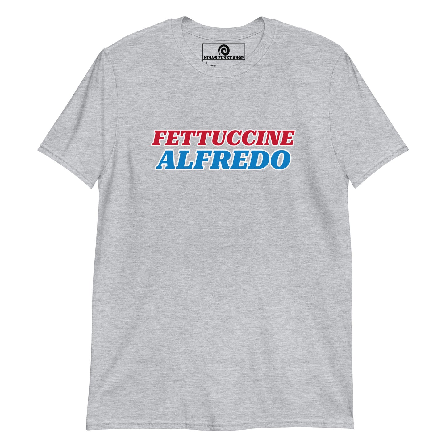 Light Gray Fettuccine Alfredo Shirt - Big fettuccine guy? Looking for a gift for a pasta enthusiast? Our Fettuccine Alfredo T-Shirt is just what you need. It's a funny graphic tee with a red white and blue design. A perfect gift for fettuccine Alfredo lovers and a statement shirt for everyday.