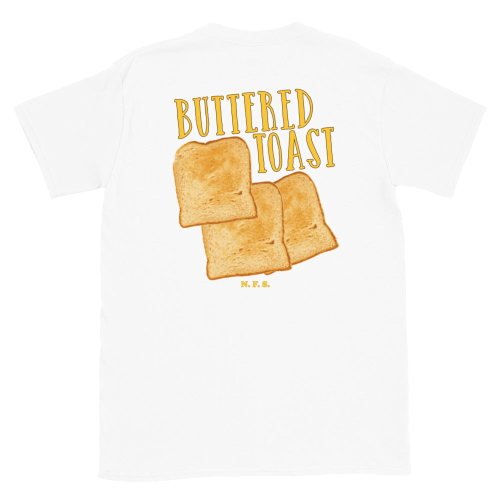 White Buttered Toast T-Shirt - Our Buttered Toast T-Shirt is soft, comfortable and made just for you. It's a classic cotton t-shirt with a funny foodie design. Perfect for everyday streetwear or a gift for a butter enthusiast.