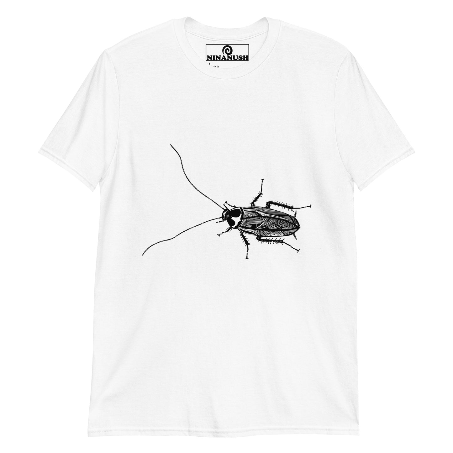 White cockroach t-shirt from Nina's Funky Shop by ninanush - This cockroach T-shirt is soft and comfortable with a hand drawn design by Nina, expertly printed on the front. Add a little personality to your everyday style in this unique bug shirt or give it as a gift for a cockroach enthusiast. Celebrate your individuality with our original, hand-drawn graphics, designed by Nina.