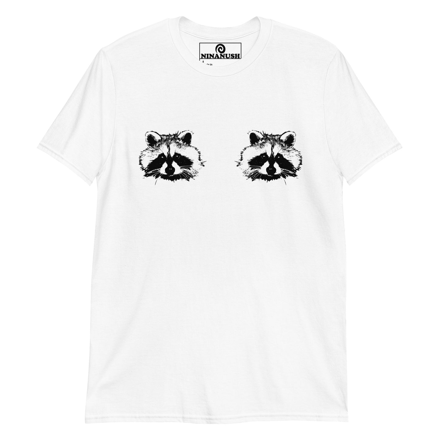 White Raccoon Boobs T-shirt from Nina's Funky Shop by ninanush - Do you love raccoons? Looking for a fun raccoon gift? This funny raccoon t-shirt is just what you need. It's a soft and comfortable cotton shirt with raccoons on the chest. Our black and white raccoons t-shirt design is expertly printed and made just for you. Stay weird and stand out in this raccoon boobs t-shirt.