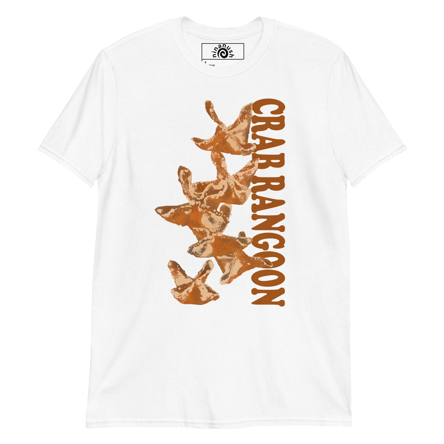 White Crab Rangoon T-shirt from Nina's Funky Shop by ninanush - Do you love Crab Rangoon? Looking for a funny foodie gift? Our Crab Rangoon T-shirt is soft, comfortable and just what you need. It's a unisex crewneck t-shirt that comes in a variety of colors with a unique, hand drawn crab Rangoon design, expertly printed on the front. A funny foodie t-shirt for crab Rangoon enthusiasts and foodies of all kinds.