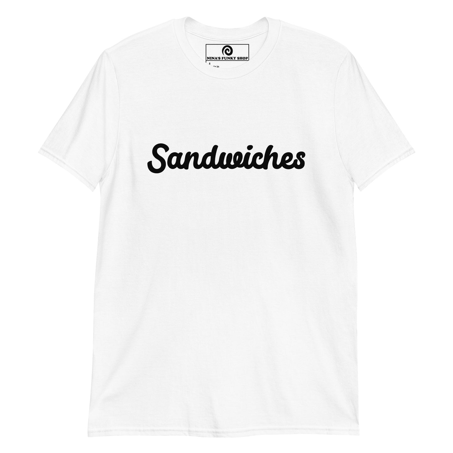 White Sandwiches T-shirt  -Love sandwiches? Looking for a funny gift for sandwich lover? Our customizable Sandwich T-shirt is just what you need. It's a soft and comfortable cotton shirt with a funny foodie design, expertly printed on the front. Celebrate your favorite foods in our funky foodie clothing, designed by Nina and made just for you. 