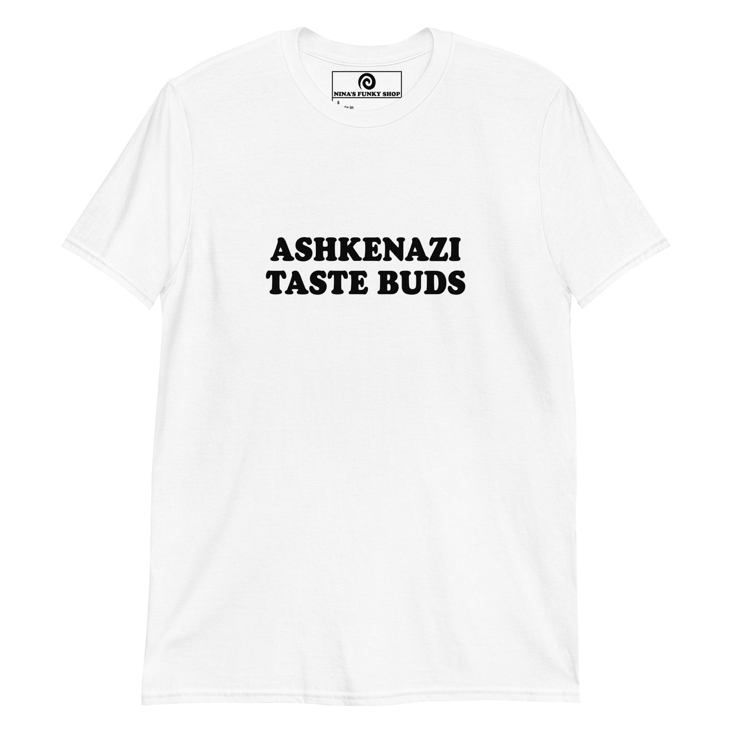 White Ashkenazi T-shirt - Can't handle a little spicy? Looking for a gift for your favorite Ashki friend? This Customizable Ashkenazi Taste Buds T-shirt is just what you need! It's soft and comfortable with a funny Ashkenazi T-shirt design, expertly printed on the front. Celebrate your favorite foods in our funky foodie clothing.