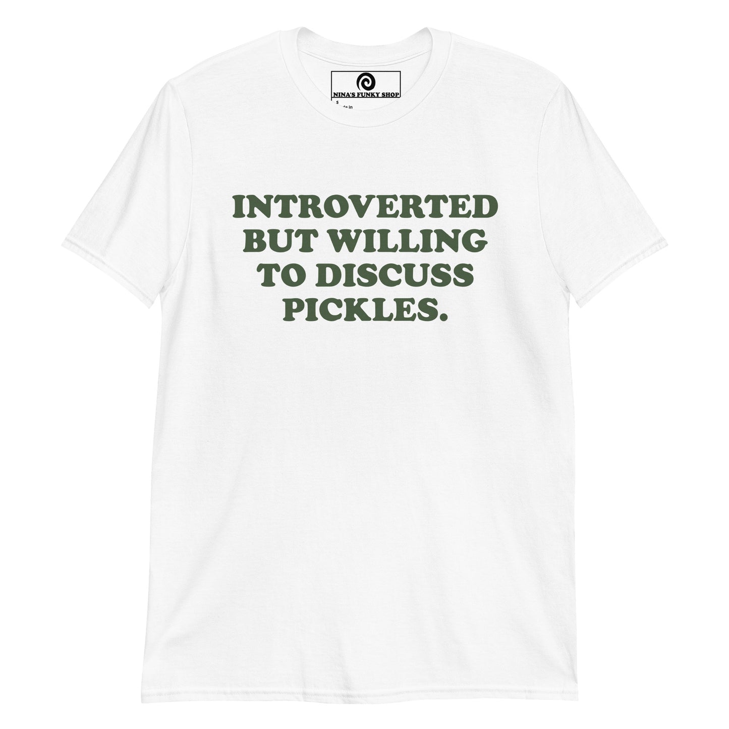 White Pickles T-Shirt - Are you an introvert? Love pickles? This funny pickle saying t-shirt is soft, comfortable and made just for you! It's a classic cotton tee for pickle enthusiasts and foodies of all kinds.