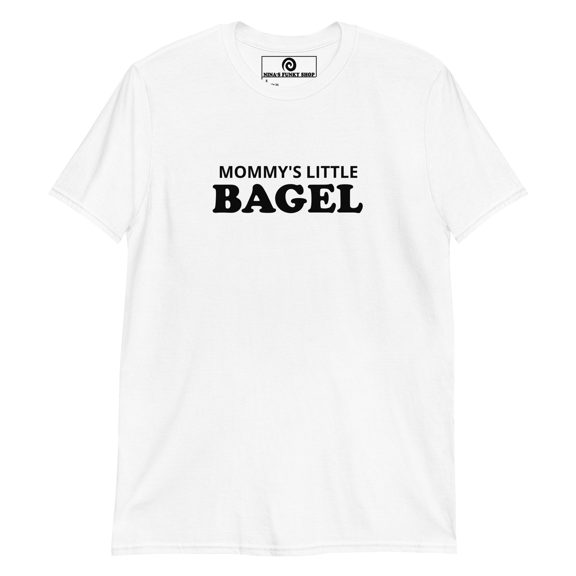 White Mommy's Little Bagel T-Shirt - Love bagels? This funny bagel t-shirt is soft, comfortable and made just for you. The perfect t-shirt for everyday streetwear or a gift for your favorite bagel enthusiast.