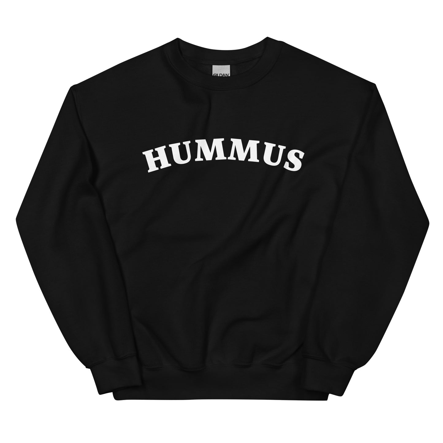 Black hummus sweatshirt - A hummus sweatshirt for foodies and chickpea lovers. This unique crew neck sweatshirt is designed for hummus enthusiasts and made just for you. It's a colorful hummus lover sweatshirt that stands out and makes a statement. A funny gift for hummus lovers or a quirky sweatshirt for everyday funny foodie streetwear. 