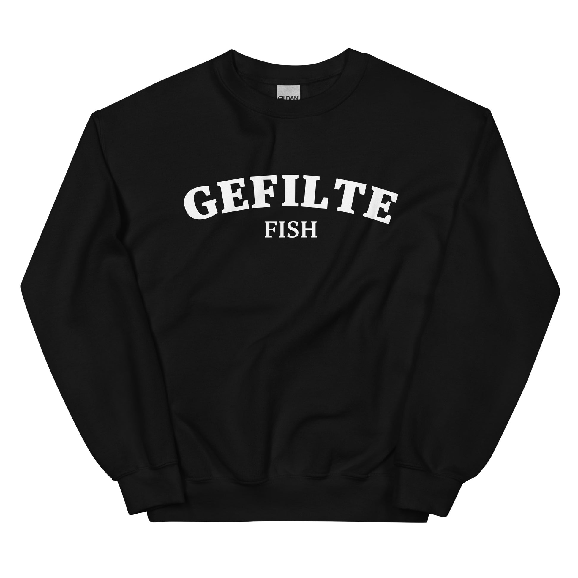 Black gefilte fish sweatshirt unisex - Make a statement in this gefilte fish sweatshirt. It's a funny Jewish food sweatshirt that is soft, comfortable and sure to turn heads. Eat gefilte fish in style in this unusual foodie crew neck sweatshirt. What is gefilte fish? Gefilte fish is an Ashkenazi Jewish dish that is often served during celebrations and holidays.