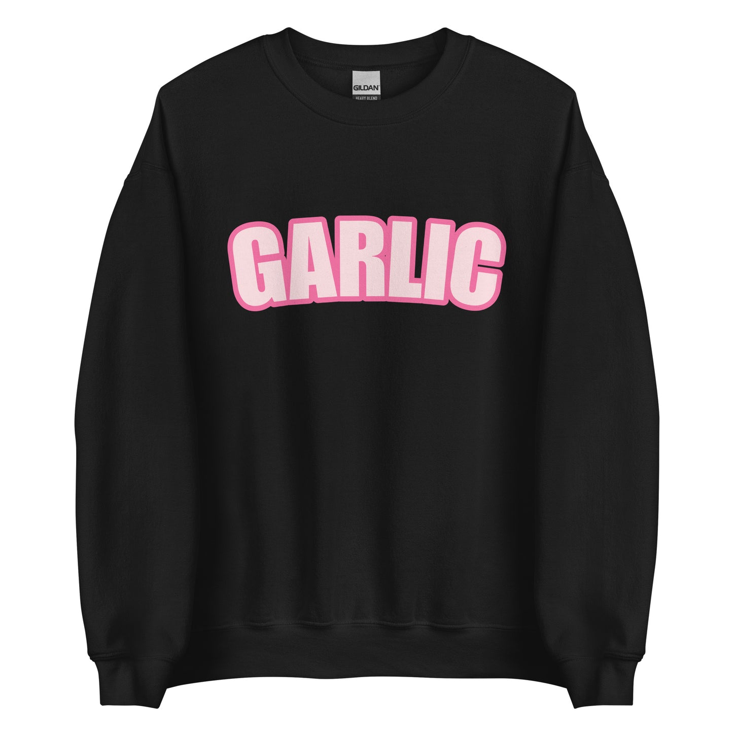 Black Garlic Sweatshirt from Nina's Funky Shop by ninanush - Our Pink Garlic Sweatshirt is a perfect funny foodie sweatshirt for garlic lovers. It's a unisex, crew neck sweatshirt with the word "Garlic", expertly printed on the front. Perfect for cozy nights in or stand out streetwear for foodies, this garlic enthusiast sweatshirt is designed by Nina and made just for you.