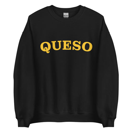 Black Queso Sweatshirt from Nina's Funky Shop by ninanush - Our colorful Queso Sweatshirt! A funny foodie sweatshirt for queso lovers. This crew neck sweatshirt comes in a variety of colors with "Queso", expertly printed on the front. Perfect for cozy nights in or stand out streetwear for foodies, this queso enthusiast sweatshirt is designed by Nina and made just for you.