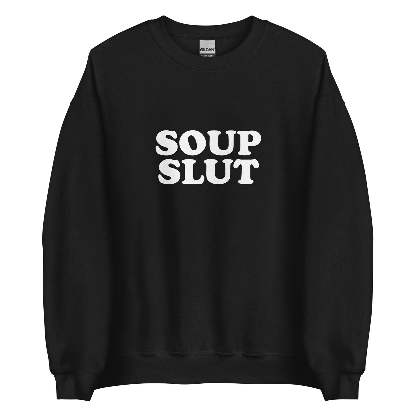 Black soup slut sweatshirt from Nina's Funky Shop by ninanush - Do you love soup? Looking for a funny gift for a friend? Our Soup Slut Sweatshirt is soft, comfortable and just what you need. It's a unisex foodie sweatshirt that comes in a variety of colors with "soup slut", expertly printed on the front. A perfect funny foodie sweatshirt for cozy nights in or stand out soup lover streetwear.