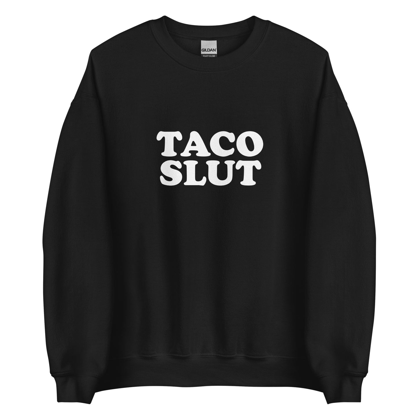 Black Taco Slut Sweatshirt from Nina's Funky Shop by ninanush - Do you love tacos? Looking for a funny gift for a friend? Our Taco Slut Crew Neck Sweatshirt is soft, comfortable and just what you need. A funny foodie sweatshirt for cozy nights in or stand out taco lover streetwear. This taco enthusiast sweatshirt is bold and made just for you. Eat tacos and celebrate your favorite foods.