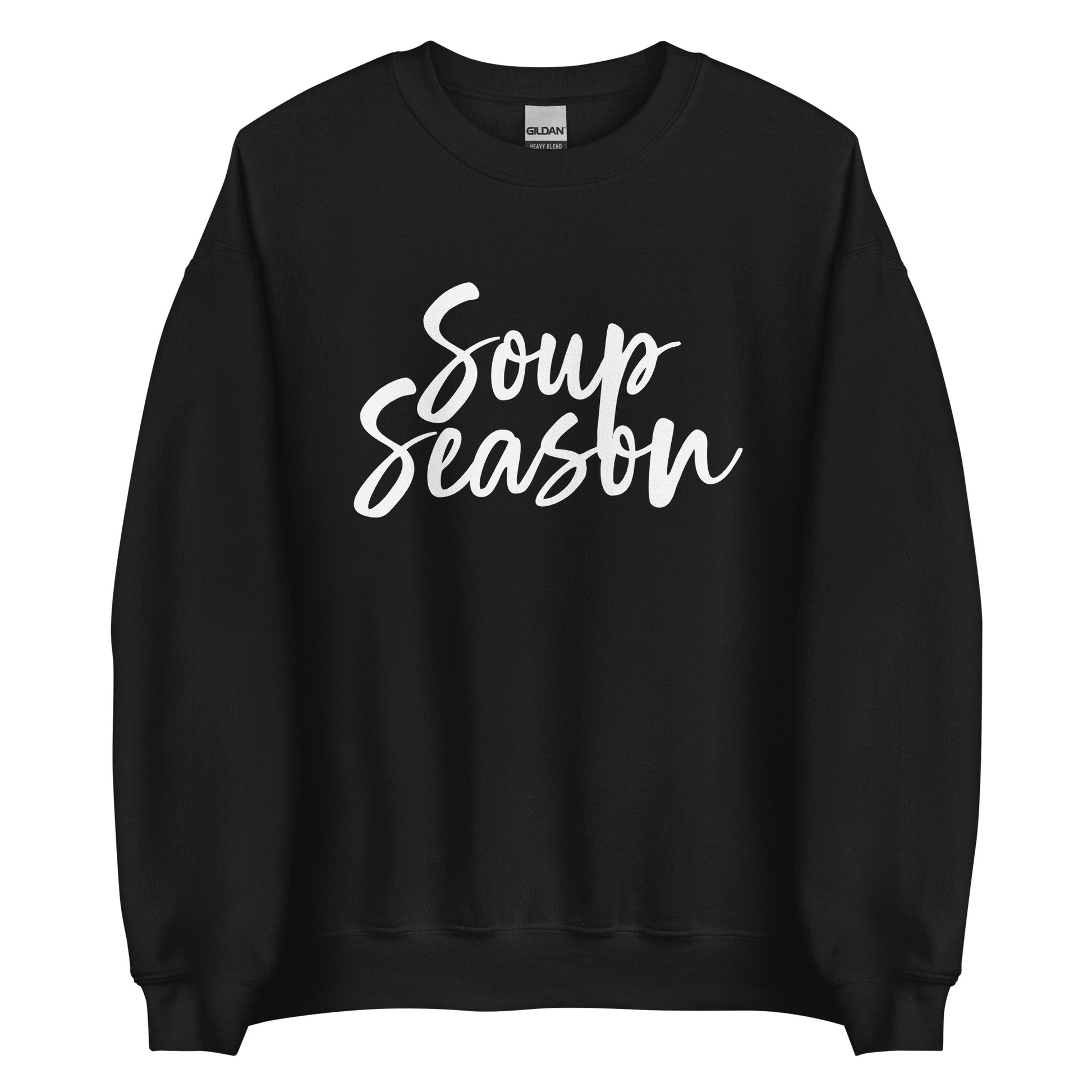 Black Soup Season Sweatshirt from Nina's Funky Shop by ninanush - Do you love soup? Looking for a funny gift? Our Soup Season Crewneck Sweatshirt is soft, comfortable and just what you need. It's a unisex sweatshirt that comes in a variety of colors with "Soup Season", expertly printed on the front. A unique and funny soup sweatshirt for cozy nights in or stand out soup lover streetwear. This quirky sweatshirt is designed by Nina and made just for you.