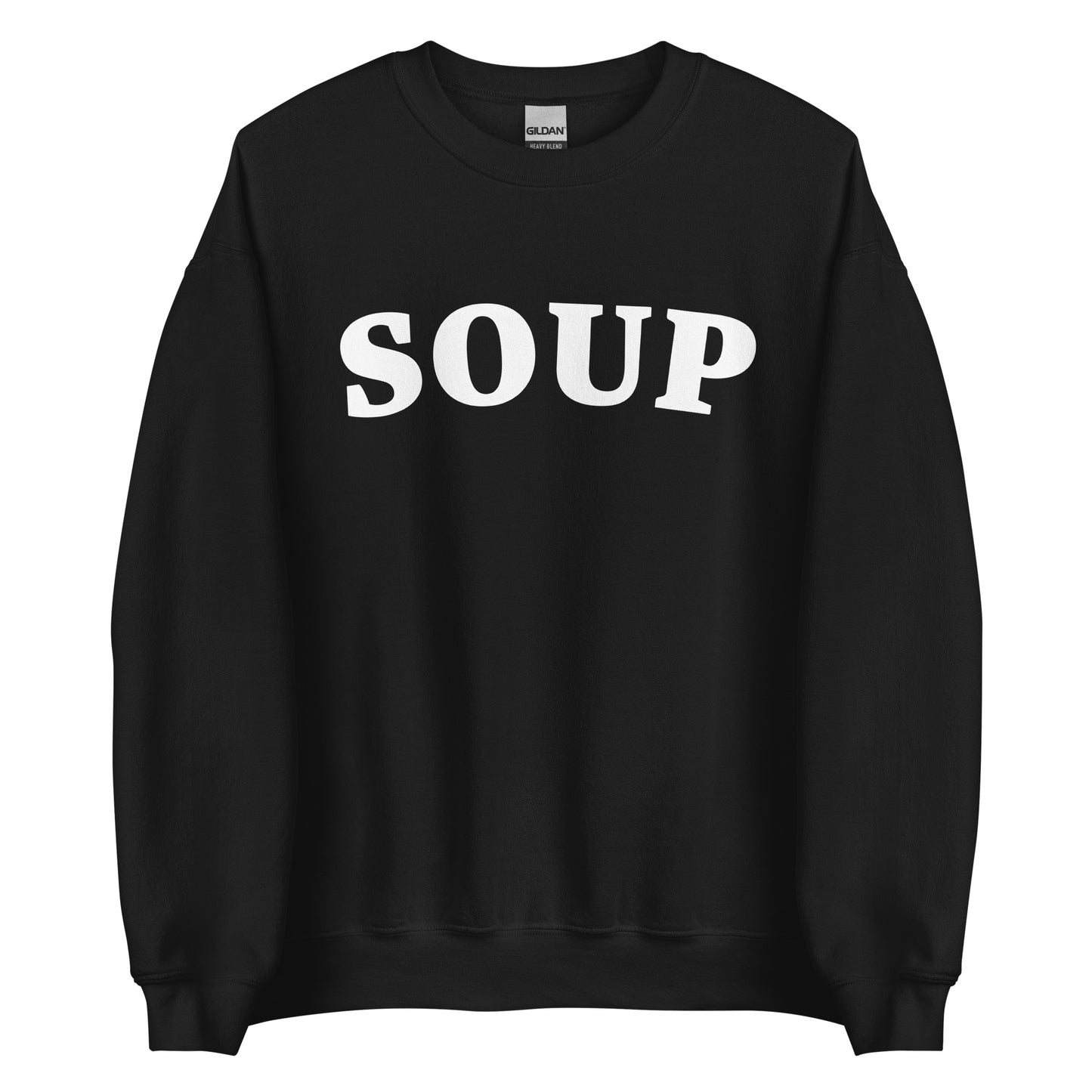 Black Soup Crewneck Sweatshirt from Nina's Funky Shop by ninanush - Do you love soup? Looking for a funny gift? Our Soup Crewneck Sweatshirt is soft, comfortable and just what you need. It's a unisex foodie sweatshirt that comes in a variety of colors with "Soup", expertly printed in bold letters on the front. Eat your favorite soup in this funny varsity style sweatshirt. It's designed by Nina and made just for you.