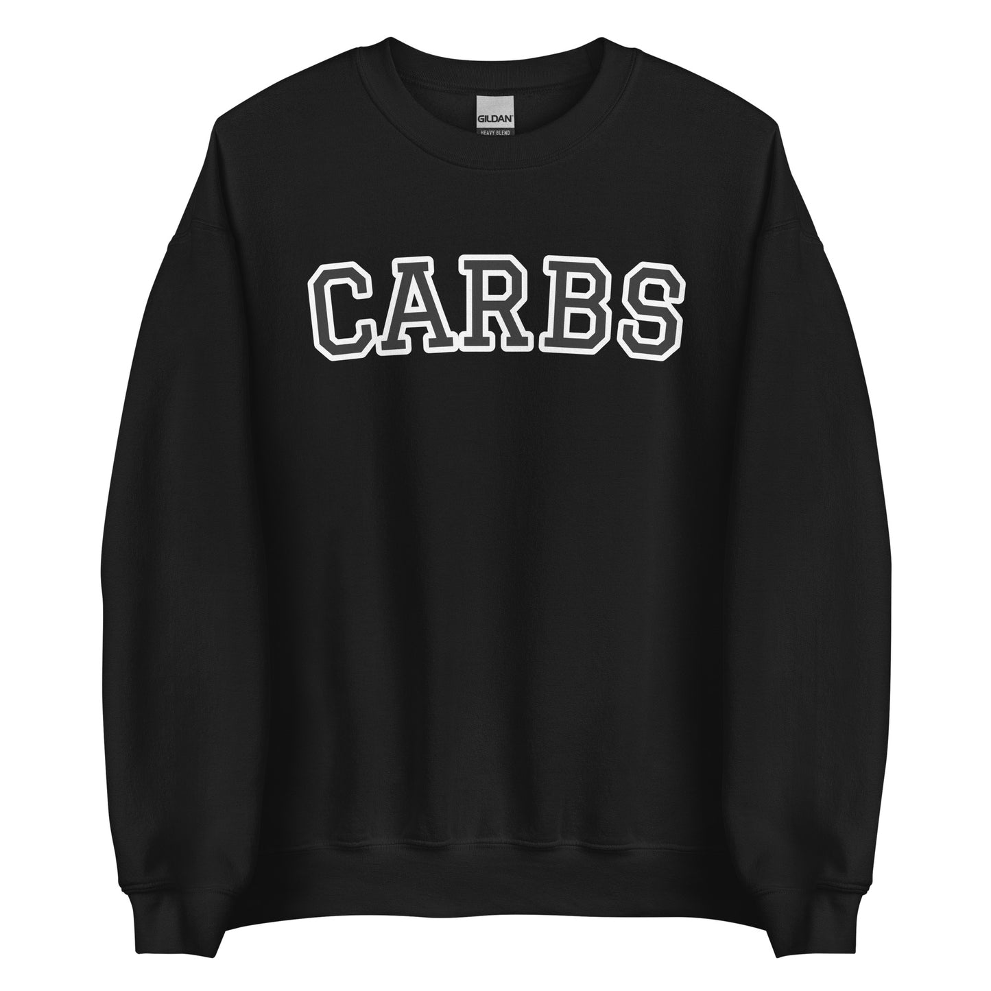 Black Carb Sweatshirt from Nina's Funky Shop by ninanush - Do you love carbs? Looking for a funny foodie gift? Our Carbs Crewneck Sweatshirt is soft, comfortable and just what you need. It's a unisex food lover sweatshirt that comes in a variety of colors with "Carbs", expertly printed on the front in bold letters. A funny foodie sweatshirt or quirky streetwear for carb enthusiasts.