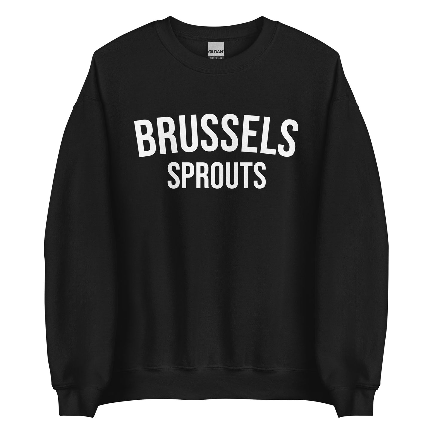 Black Brussels Sprouts Sweatshirt from Nina's Funky Shop by ninanush - Do you love Brussels sprouts? Looking for a funny foodie gift? Our Brussels Sprouts Crewneck Sweatshirt is just what you need. It's a unisex unique sweatshirt with "Brussels Sprouts" on the front. A funny foodie sweatshirt for Brussels Sprouts enthusiasts. This varsity style pickle sweatshirt is designed by Nina.