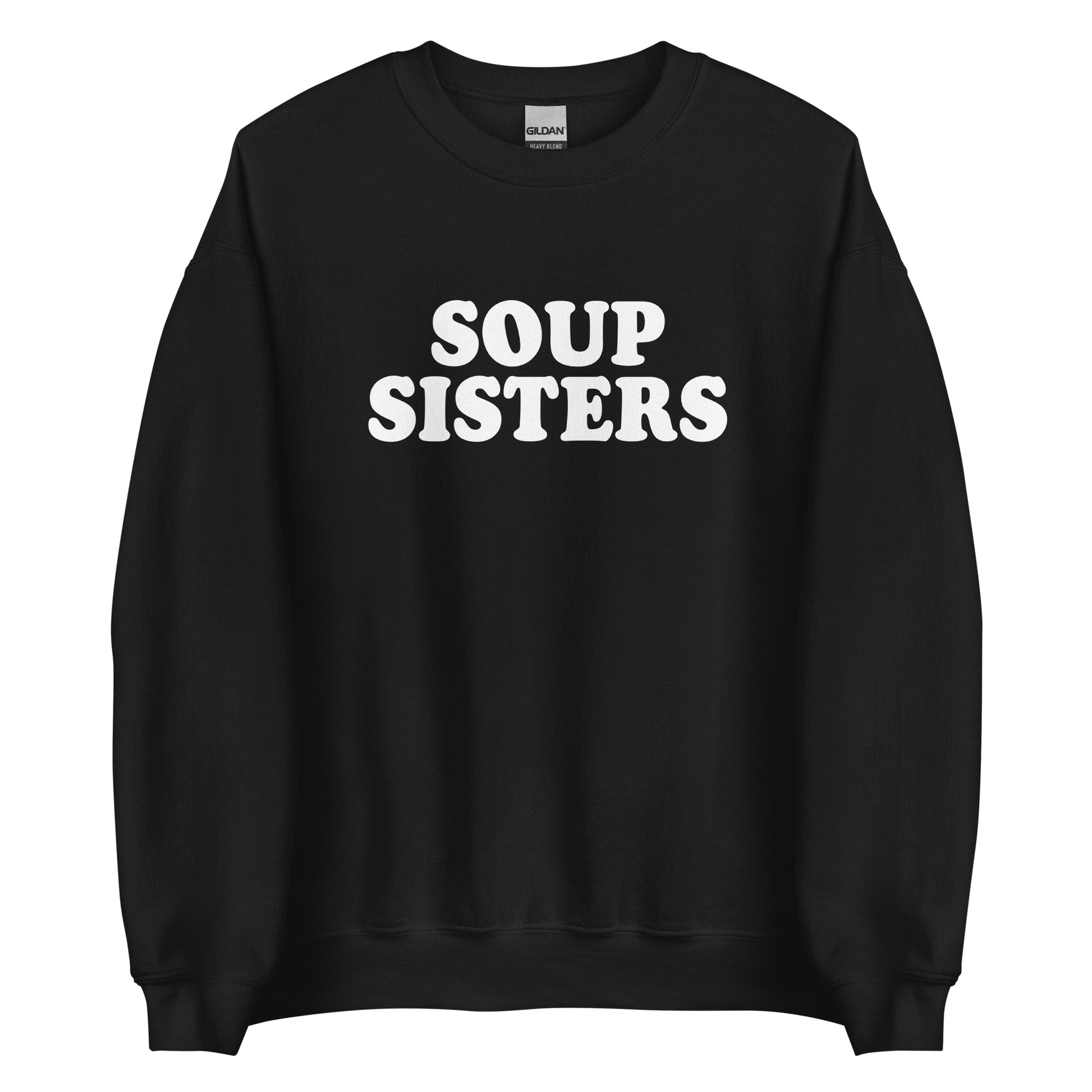 Soup Sisters Sweatshirt from Nina's Funky Shop by ninanush - Do you love soup? Looking for a funny gift for your sister? Our Soup Sisters Crewneck Sweatshirt is just what you need. It's a unisex funny sisters sweatshirt with "soup sisters" on the front. A funny foodie sweatshirt for soup enthusiasts and foodie gift for sisters. This varsity style sweatshirt is designed by Nina, just for you.