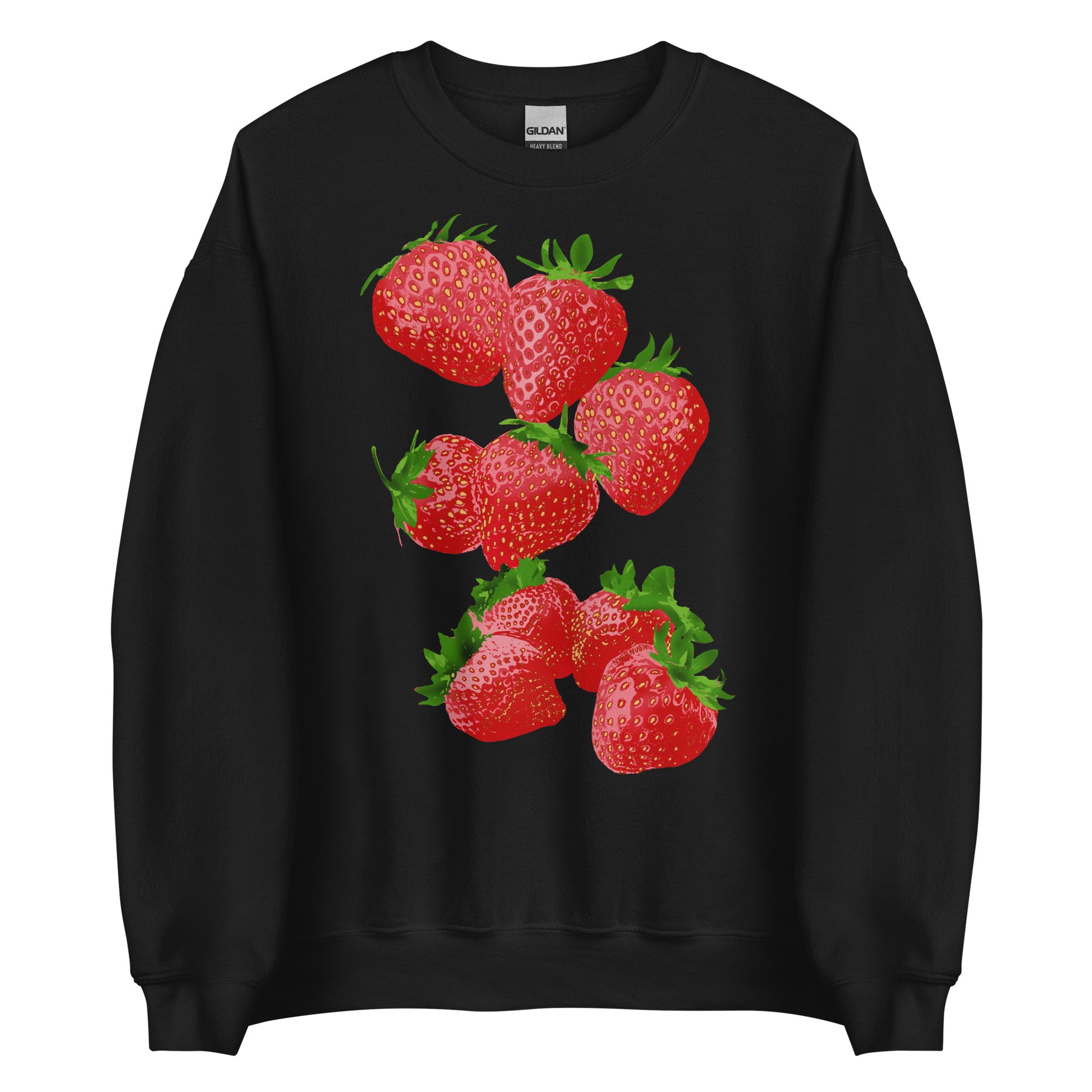 Black Strawberry Design Sweatshirt from Nina's Funky Shop by ninanush - Love strawberries? Our Strawberry Crewneck Sweatshirt is soft, comfortable and just what you need. It's a unisex sweatshirt that comes in a variety of colors with a unique, hand drawn strawberry design, expertly printed on the front. Perfect for cozy nights in or stand out streetwear for strawberry enthusiasts.