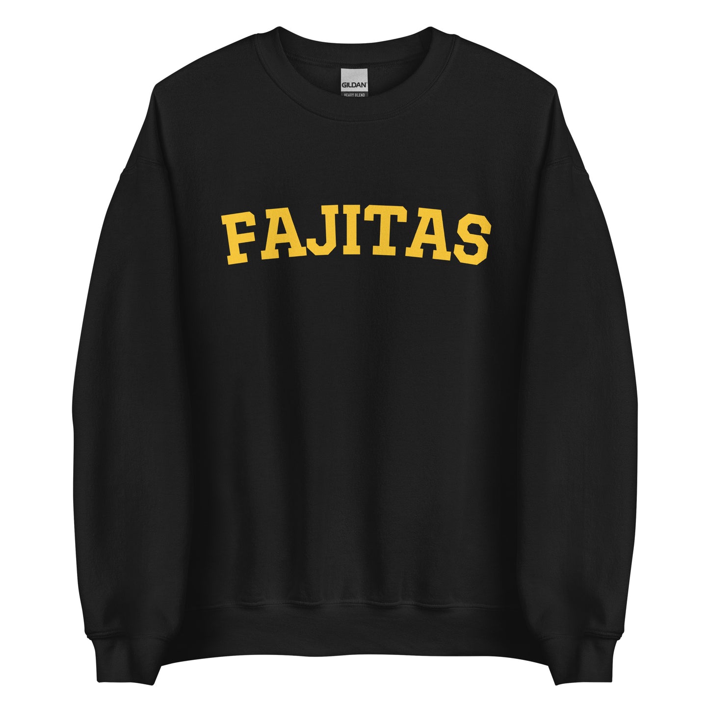 Black Fajitas Sweatshirt from Nina's Funky Shop - Love fajitas? Looking for a funny gift? Our Fajitas Crewneck Sweatshirt is soft, comfortable and just what you need for an effortless everyday look. It's a unisex sweatshirt that comes in a variety of colors with "fajitas", expertly printed on the front. The perfect cozy and funny fajita academy sweatshirt for foodies.