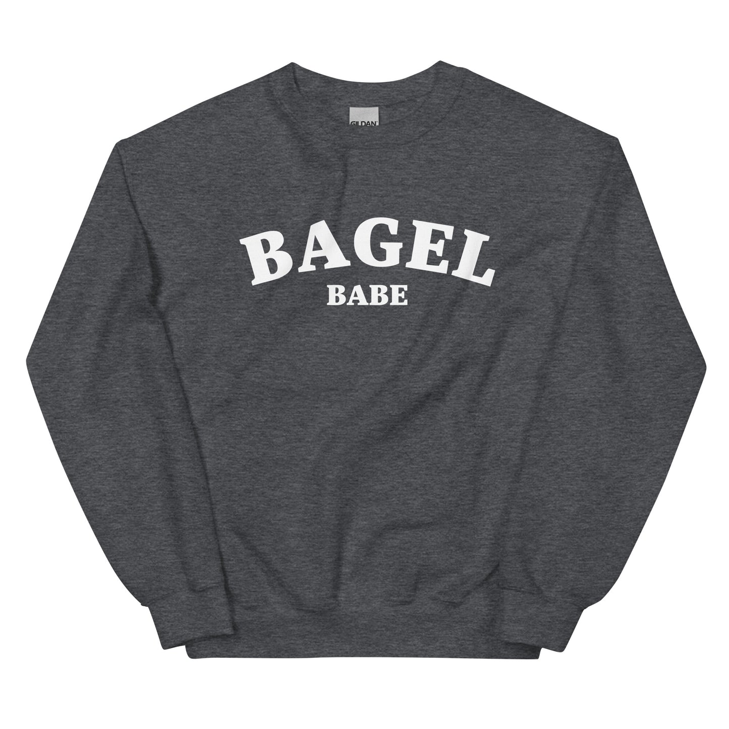 Gray bagel babe sweatshirt - A bagel babe sweatshirt that's soft, comfortable and comes in a variety of colors. This cozy bagel lover sweatshirt is just what every bagel enthusiast needs. It's a unique foodie sweatshirt that stands out and it makes a perfect funny gift for bagel lovers. Eat bagels in style and celebrate your favorite foods.