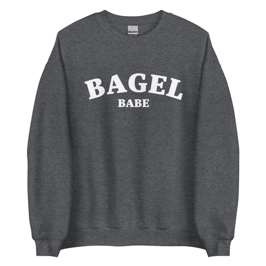 Gray bagel babe sweatshirt - A bagel babe sweatshirt that's soft, comfortable and comes in a variety of colors. This cozy bagel lover sweatshirt is just what every bagel enthusiast needs. It's a unique foodie sweatshirt that stands out and it makes a perfect funny gift for bagel lovers. Eat bagels in style and celebrate your favorite foods.