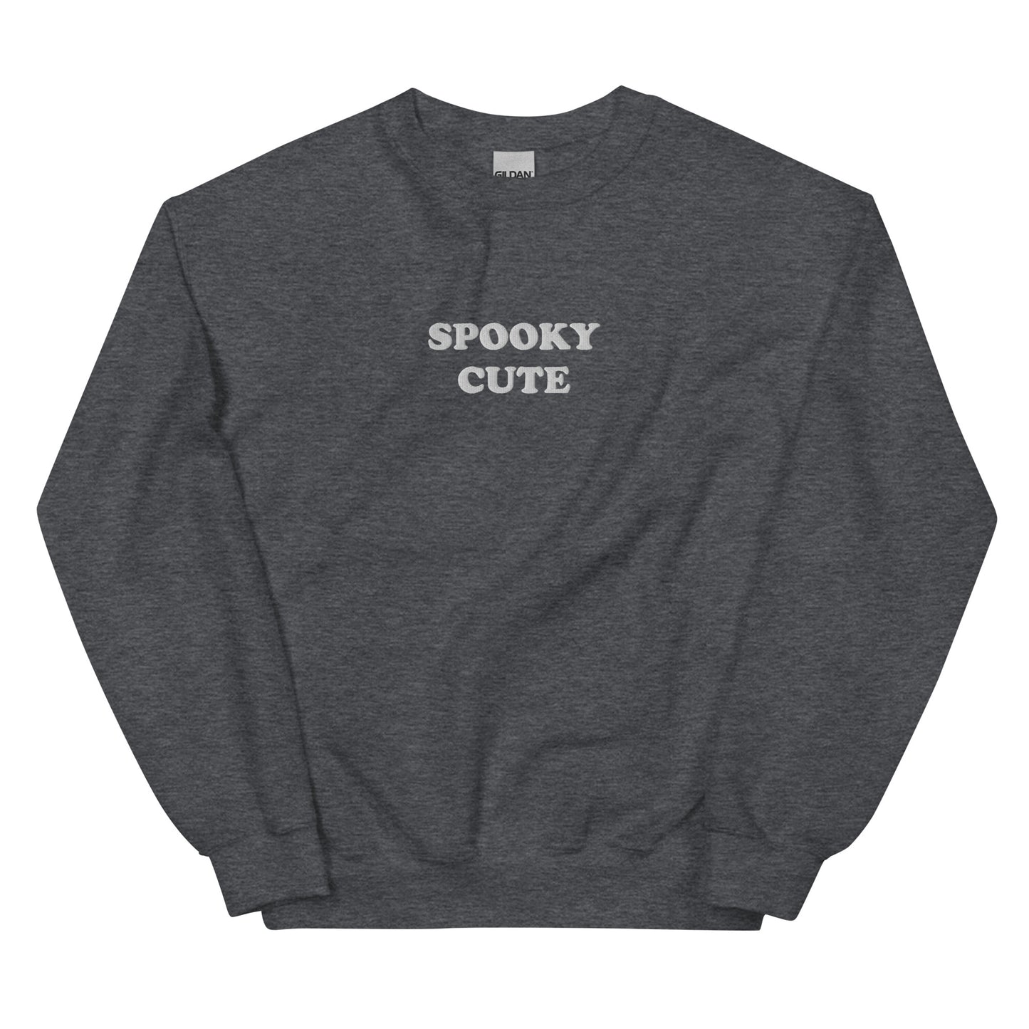 Dark gray Spooky Cute Sweatshirt from Nina's Funky Shop by ninanush - Embrace your spooky in this unique spooky sweatshirt. It's a unisex sweatshirt with "Spooky Cute", embroidered on the front. Whether you're celebrating spooky season or embracing the spooky year-round, this sweatshirt is just what you need. A colorful sweatshirt for everyday style and a cute gift for spooky season.