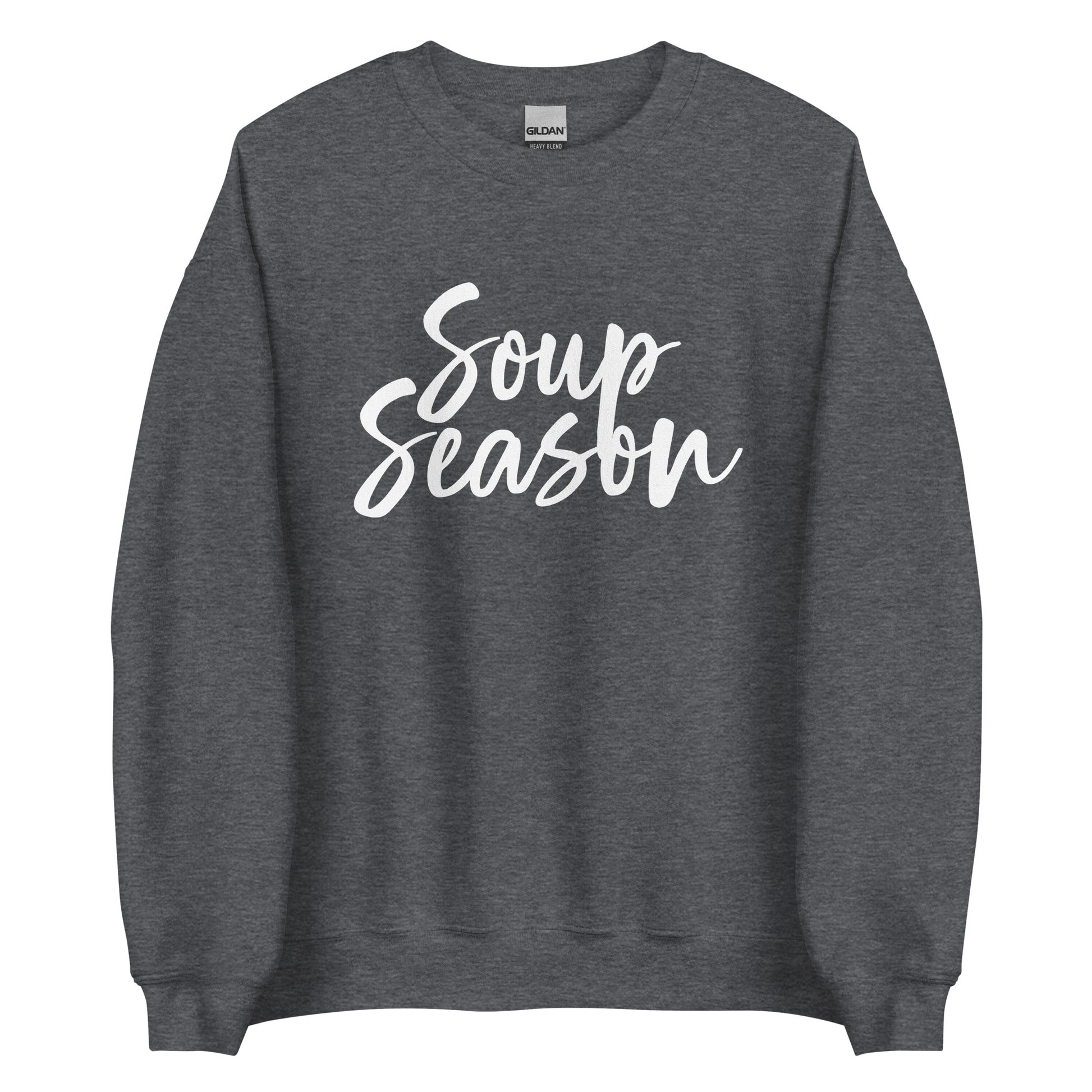 Dark Gray Soup Season Sweatshirt from Nina's Funky Shop by ninanush - Do you love soup? Looking for a funny gift? Our Soup Season Crewneck Sweatshirt is soft, comfortable and just what you need. It's a unisex sweatshirt that comes in a variety of colors with "Soup Season", expertly printed on the front. A unique and funny soup sweatshirt for cozy nights in or stand out soup lover streetwear. This quirky sweatshirt is designed by Nina and made just for you.