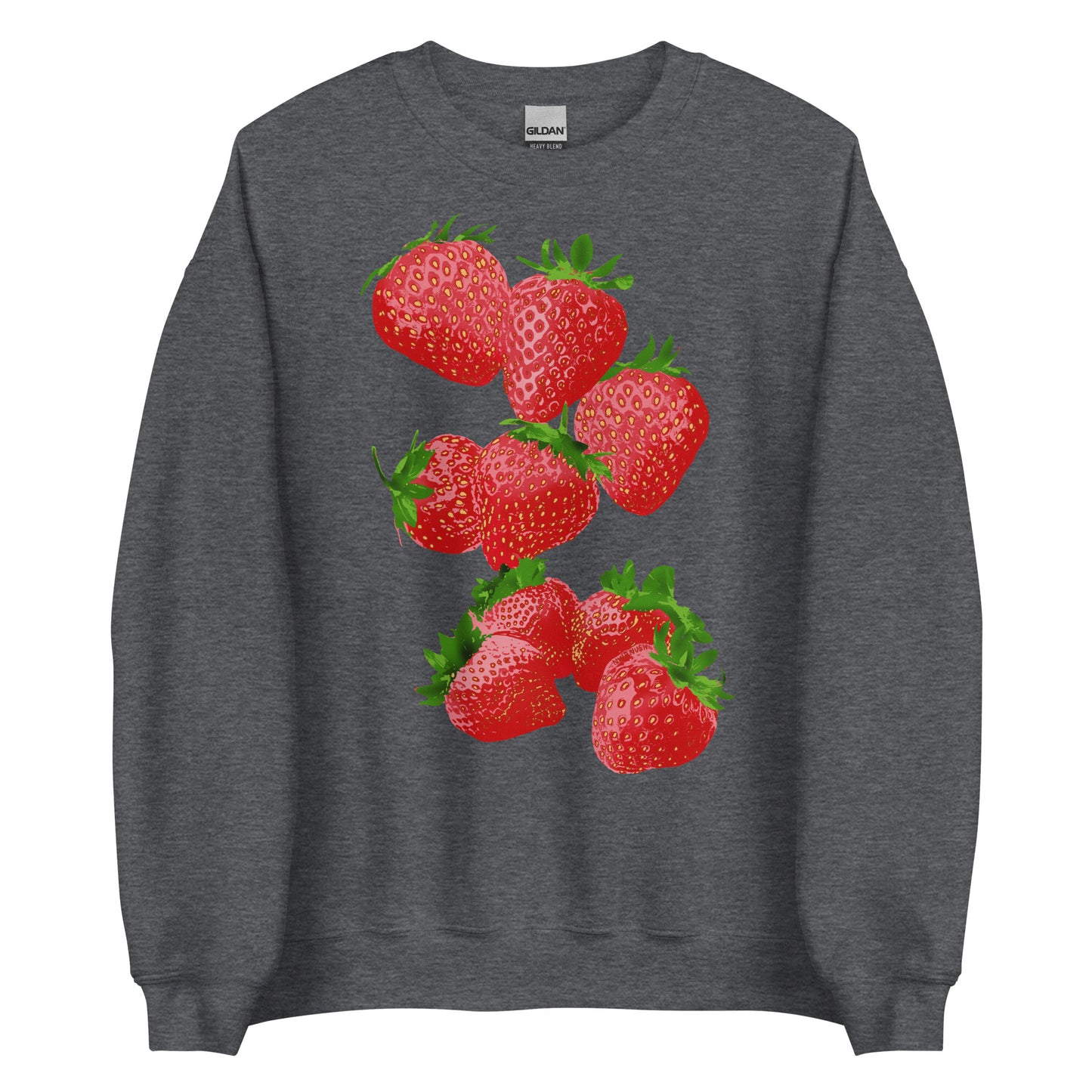 Dark Gray Strawberry Design Sweatshirt from Nina's Funky Shop by ninanush - Love strawberries? Our Strawberry Crewneck Sweatshirt is soft, comfortable and just what you need. It's a unisex sweatshirt that comes in a variety of colors with a unique, hand drawn strawberry design, expertly printed on the front. Perfect for cozy nights in or stand out streetwear for strawberry enthusiasts.