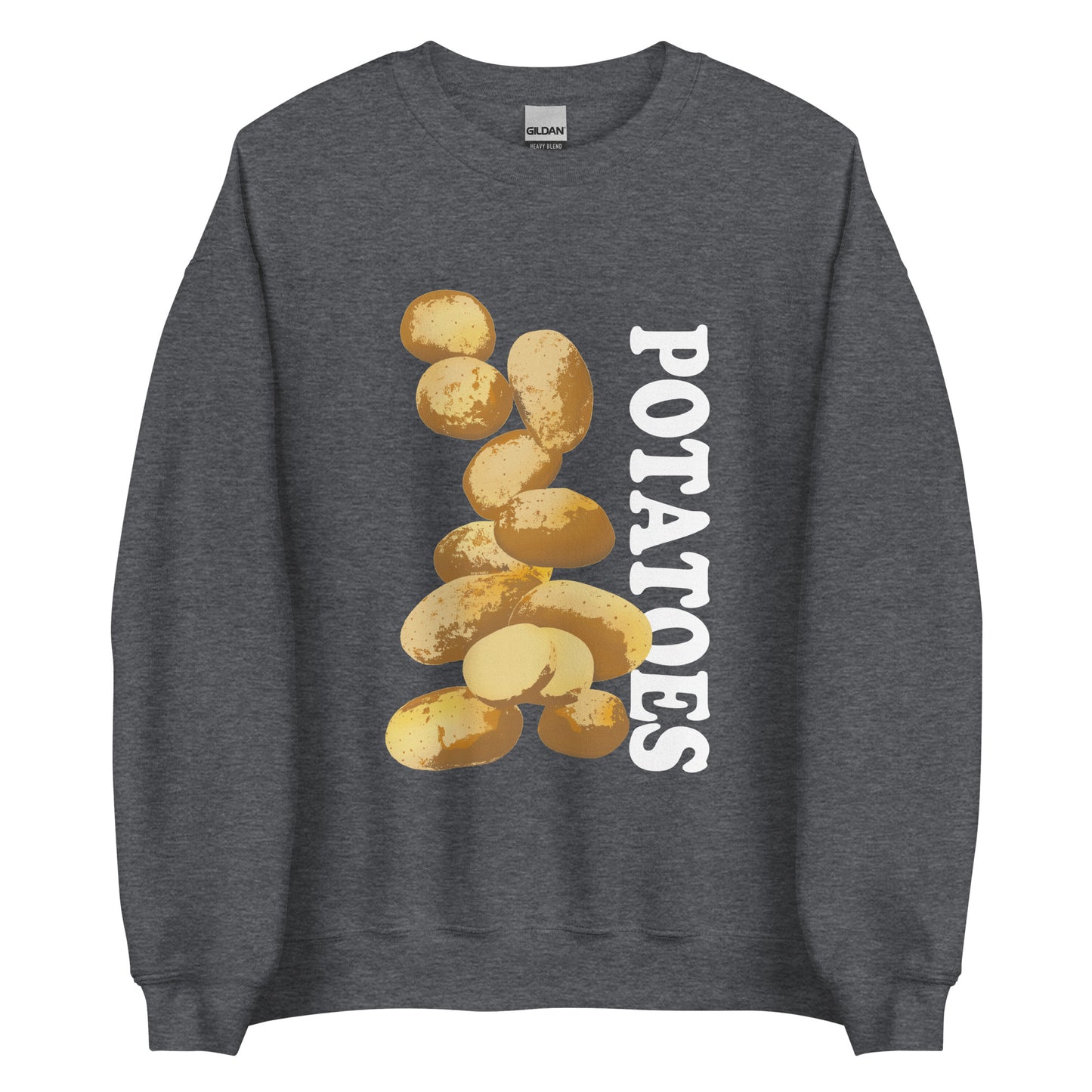 Dark Gray Potatoes Sweatshirt - Love Potatoes? Looking for a unique gift for a fellow potato enthusiast? This unisex sweatshirt is warm, super soft and cozy, and made just for you. It comes in a variety of colors with a hand drawn potatoes deisgn by Nina, expertly printed on the front. 